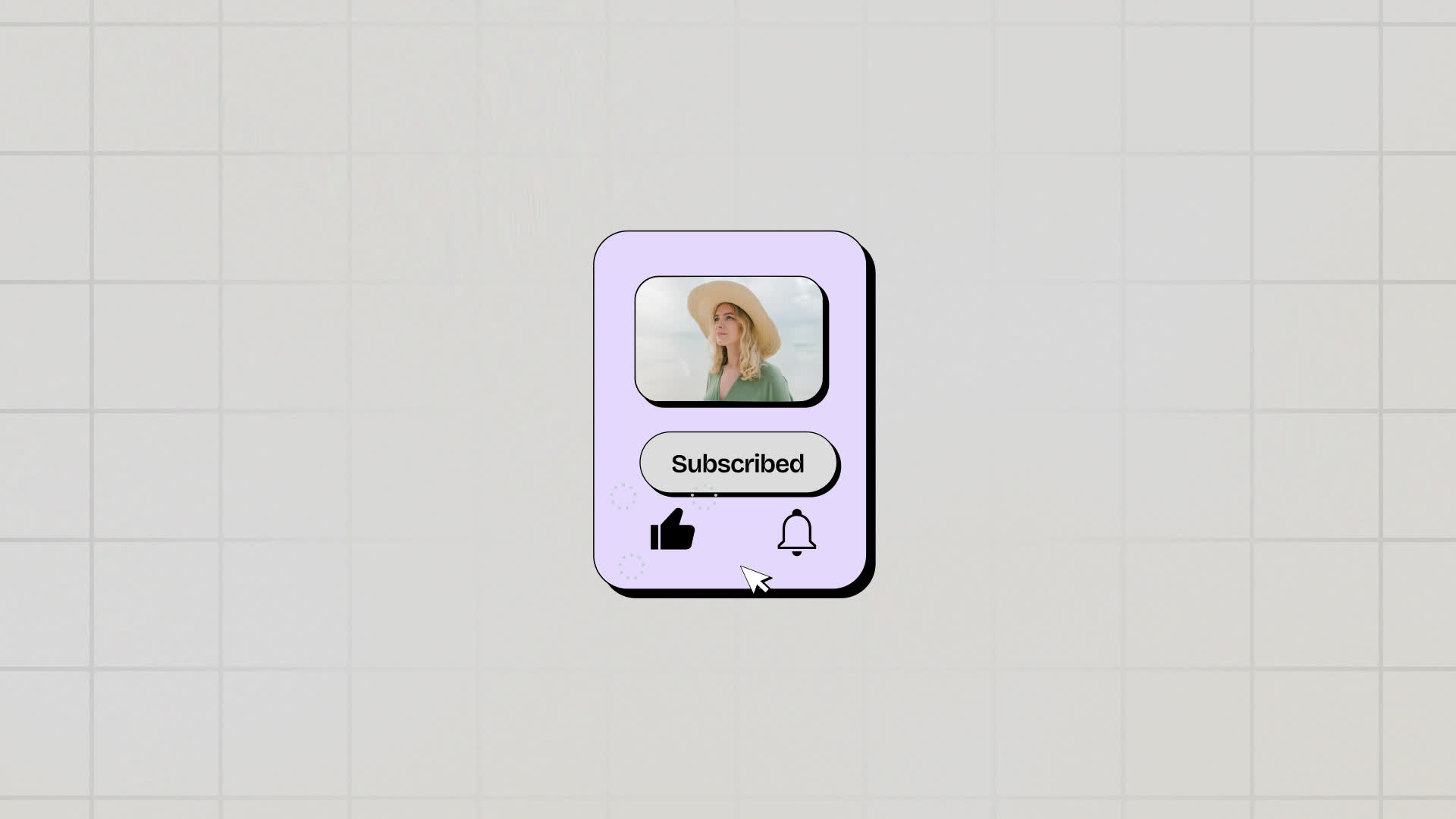 Neo Brutalism YouTube Subscribe Card With Like Bell Icon