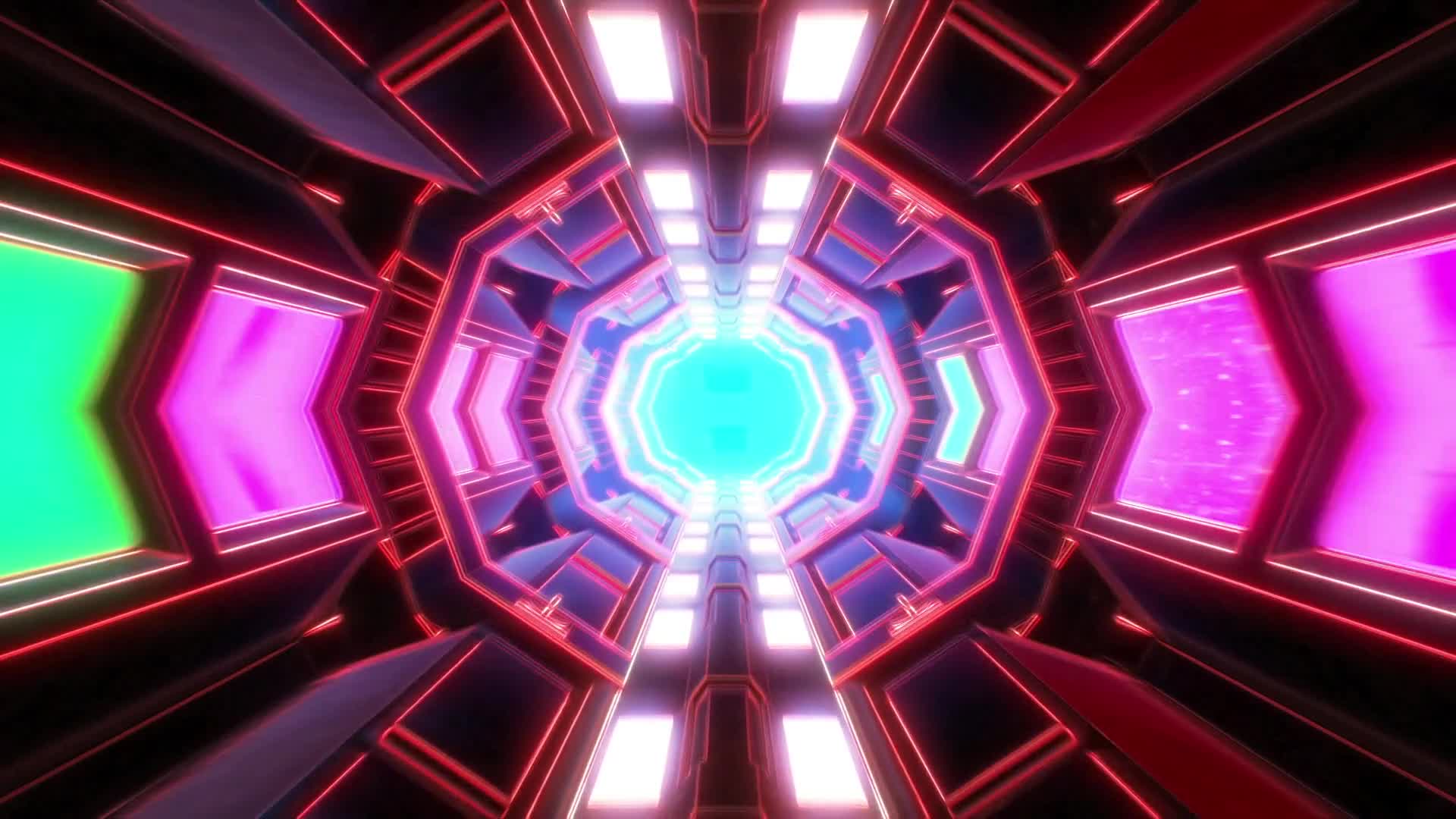 Neon Red Futuristic Hallway