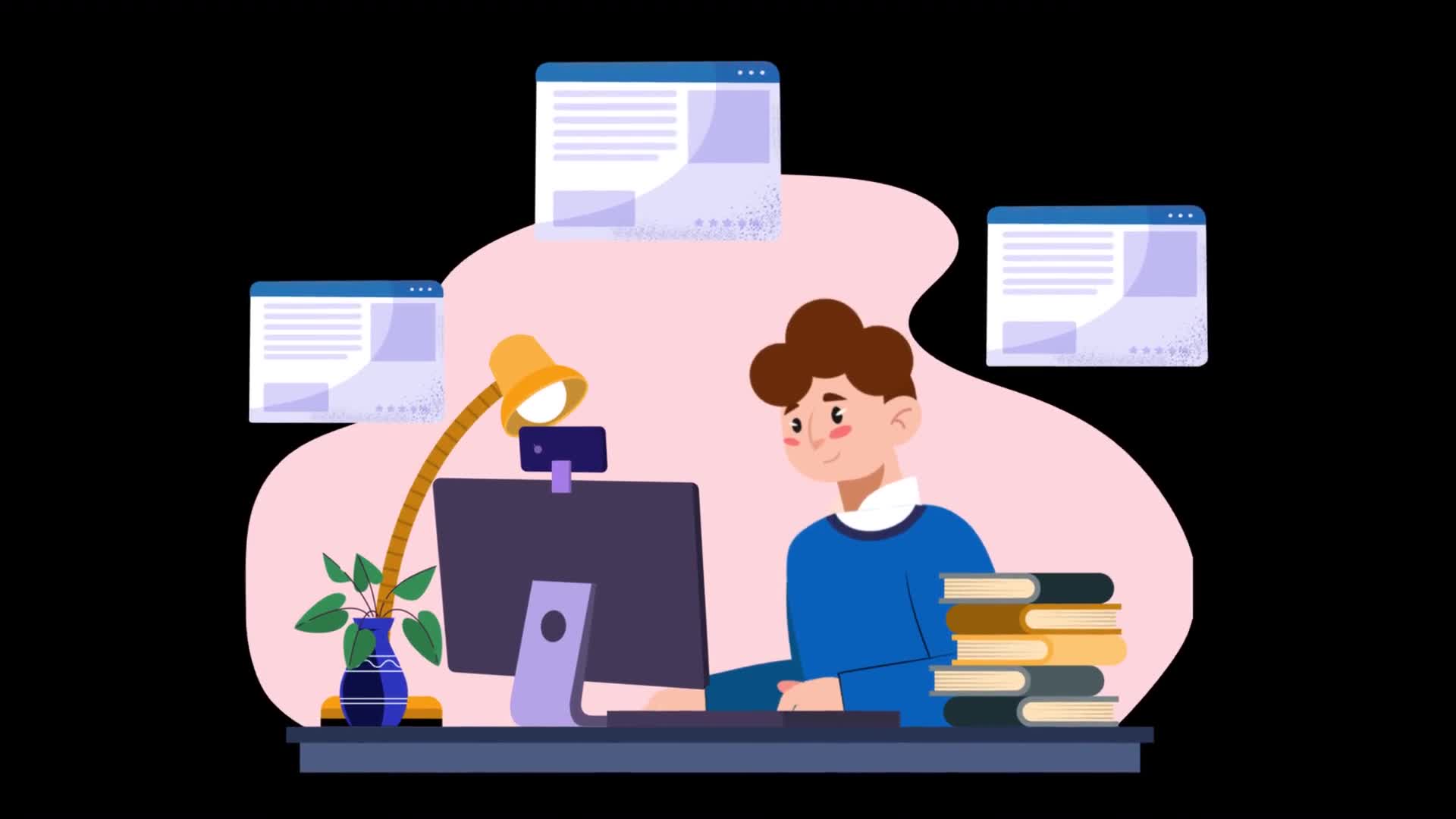 Office Employee Man Working At His Desk On Alpha