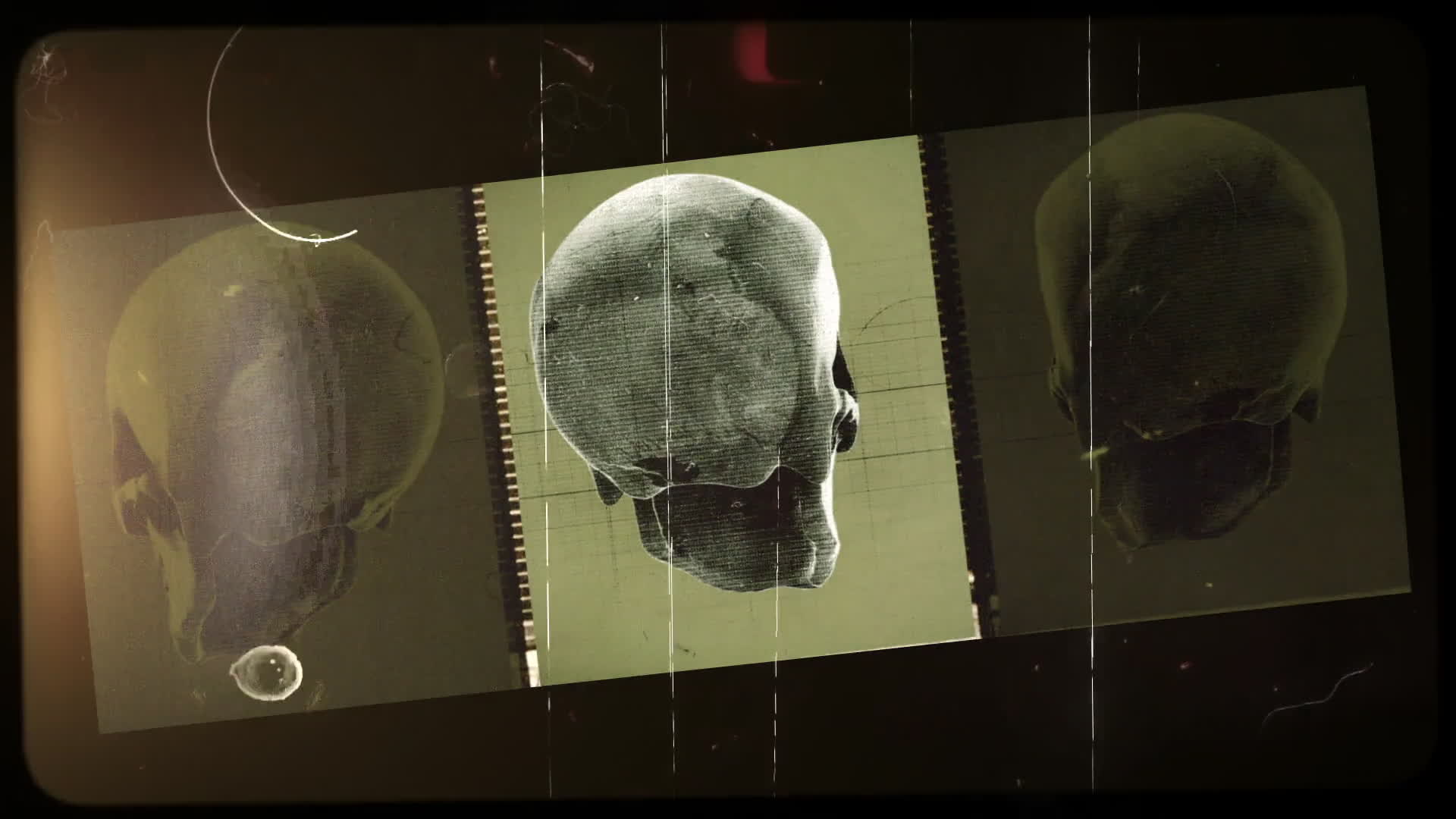 Old Film Skull Spin Archive Clip