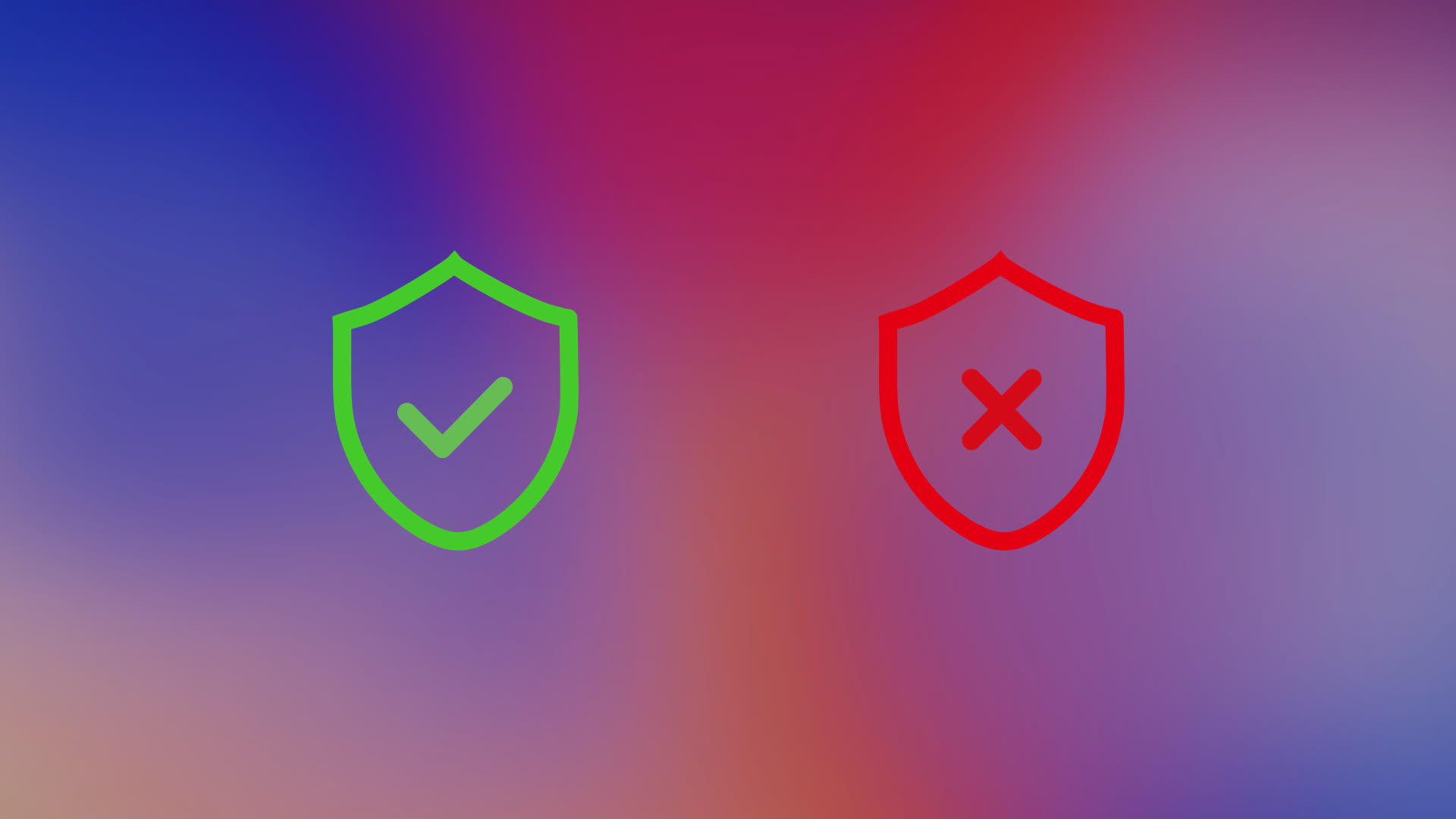 Outline Shield Tick and Cross Security Icons