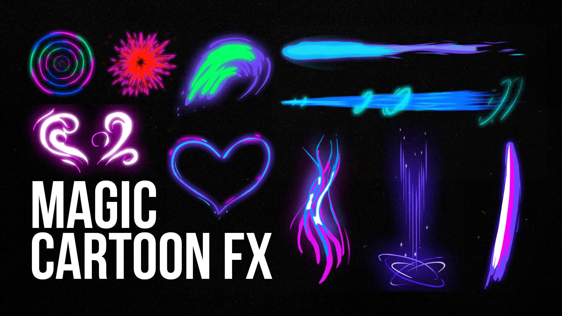 Pack Of 10 Cartoon Magic Elements On Alpha