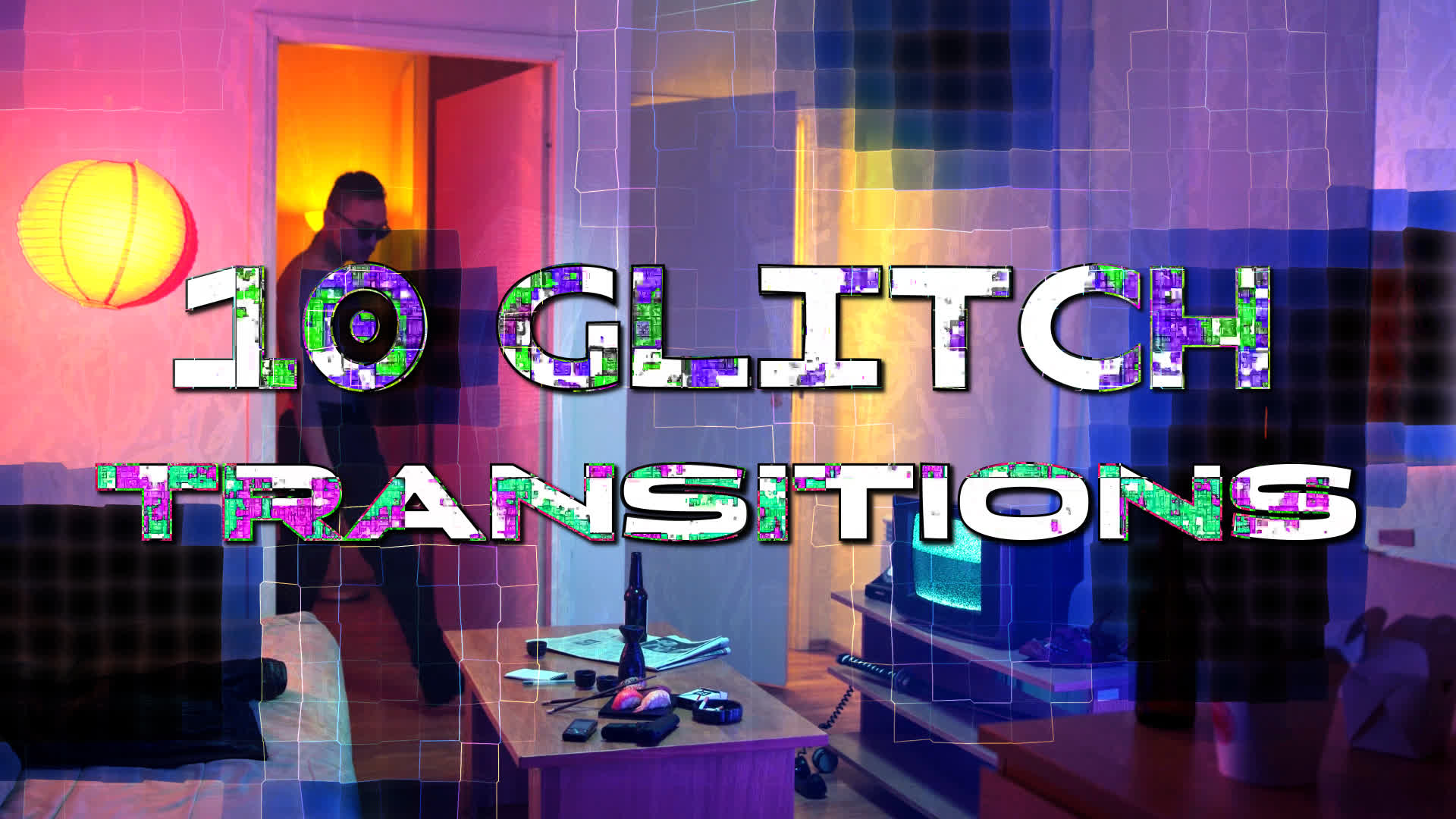 Pack Of 10 Glitch Transitions On Black