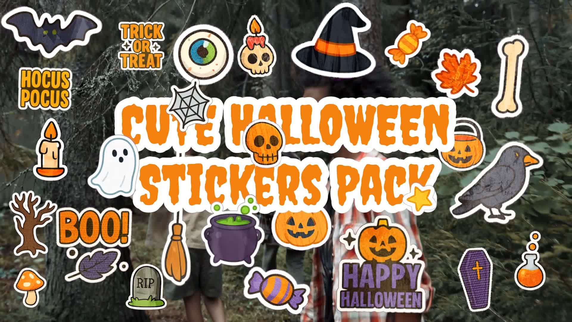 Pack Of 27 Cute Halloween Stickers On Alpha