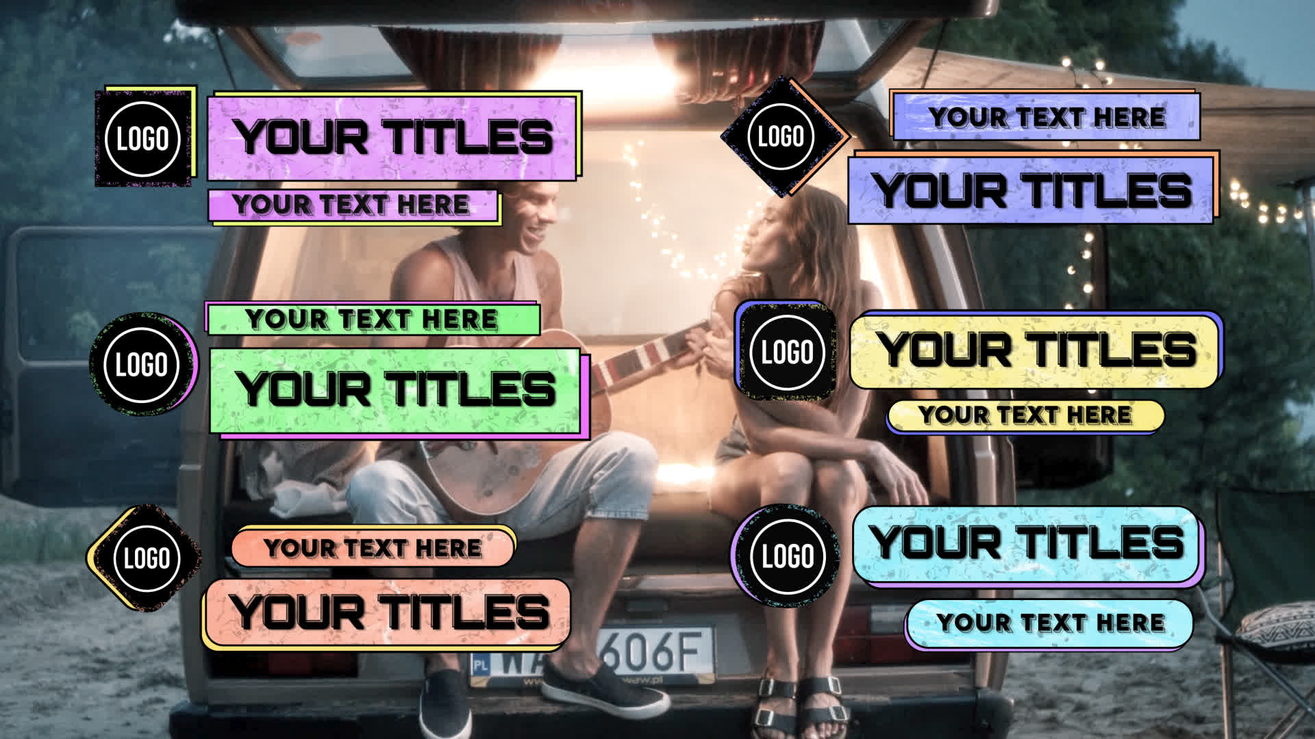 Pack Of 6 Stylish Lower Thirds On Alpha