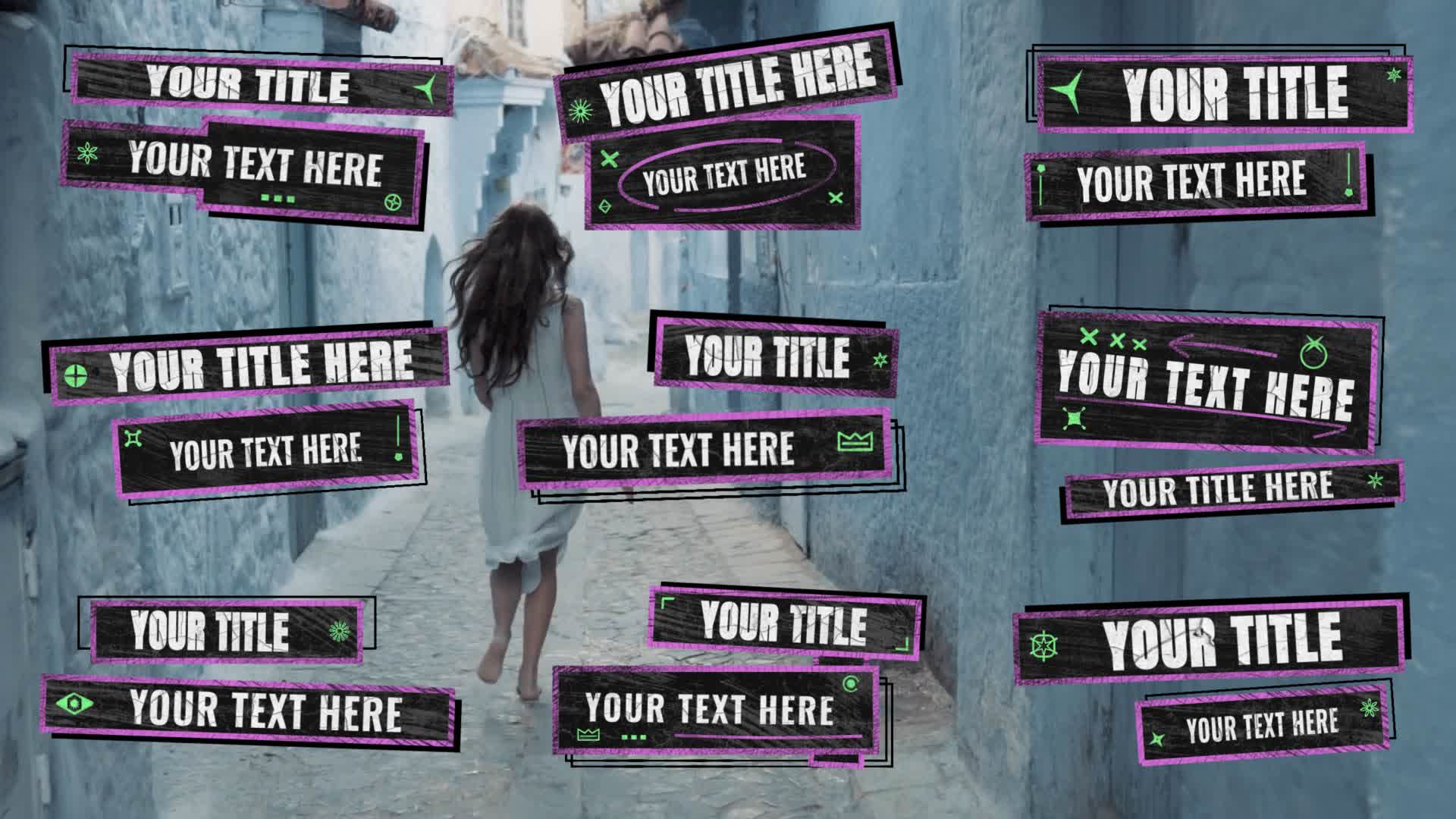 Black Lower Thirds With Purple-Green Accents