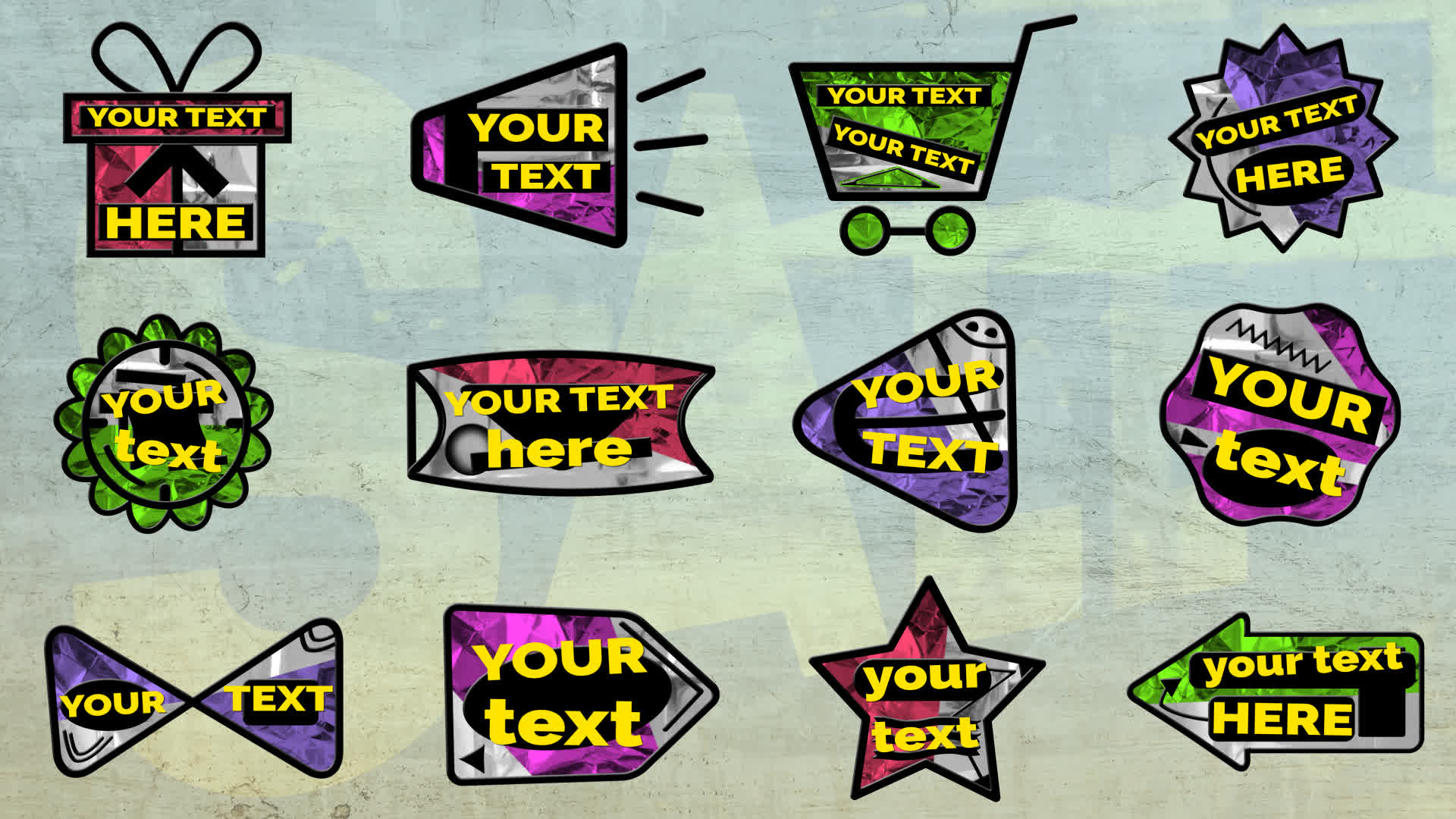 Pack Of Colorful Sales Badges On Alpha