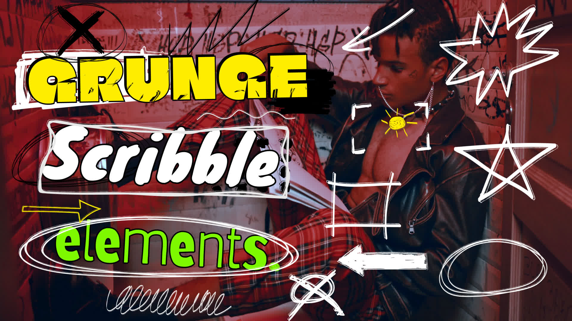 Pack Of Grunge Scribble Elements On Alpha