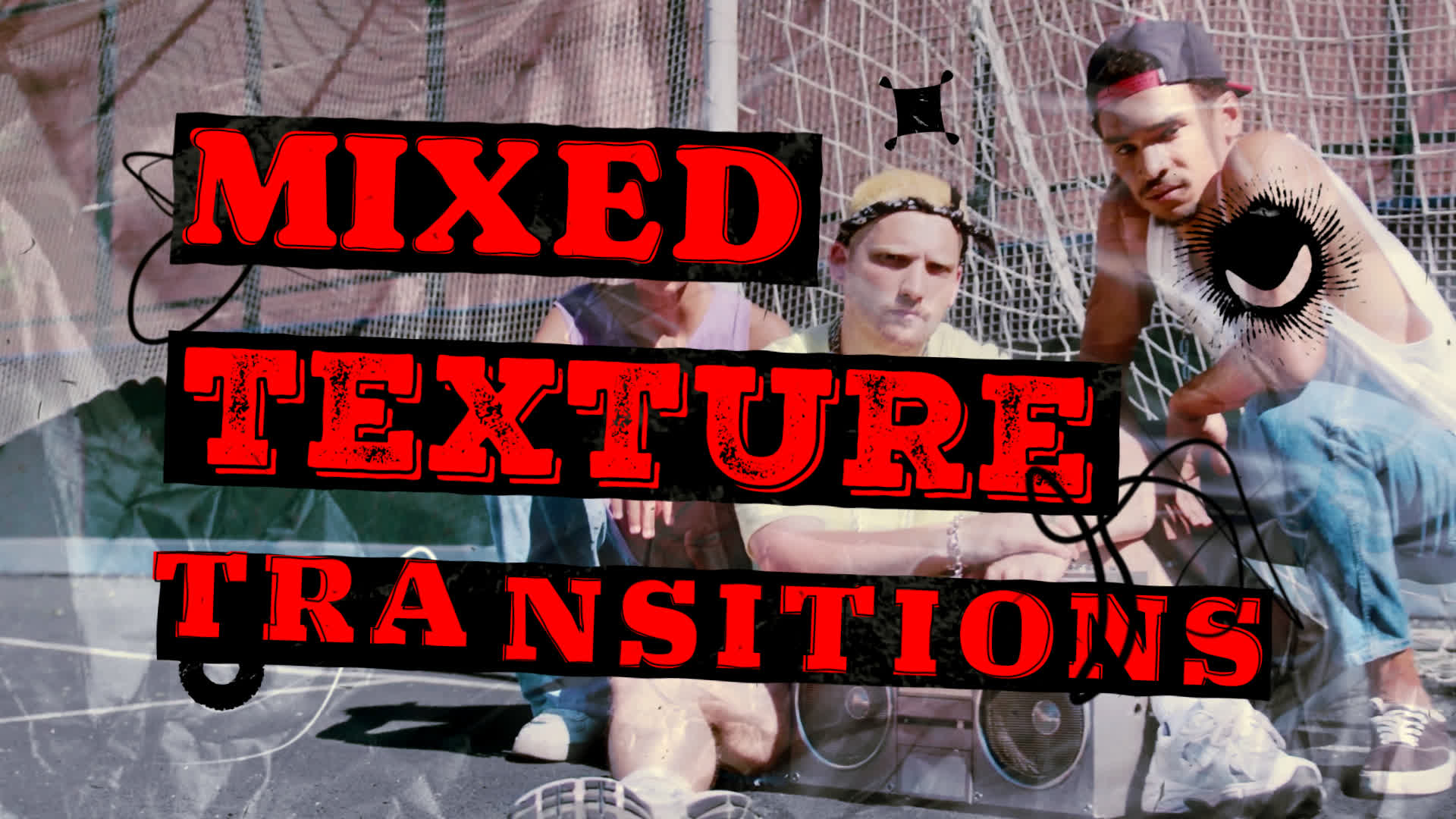 Pack Of Mixed Texture Transitions On Black With Black Elements On Alpha