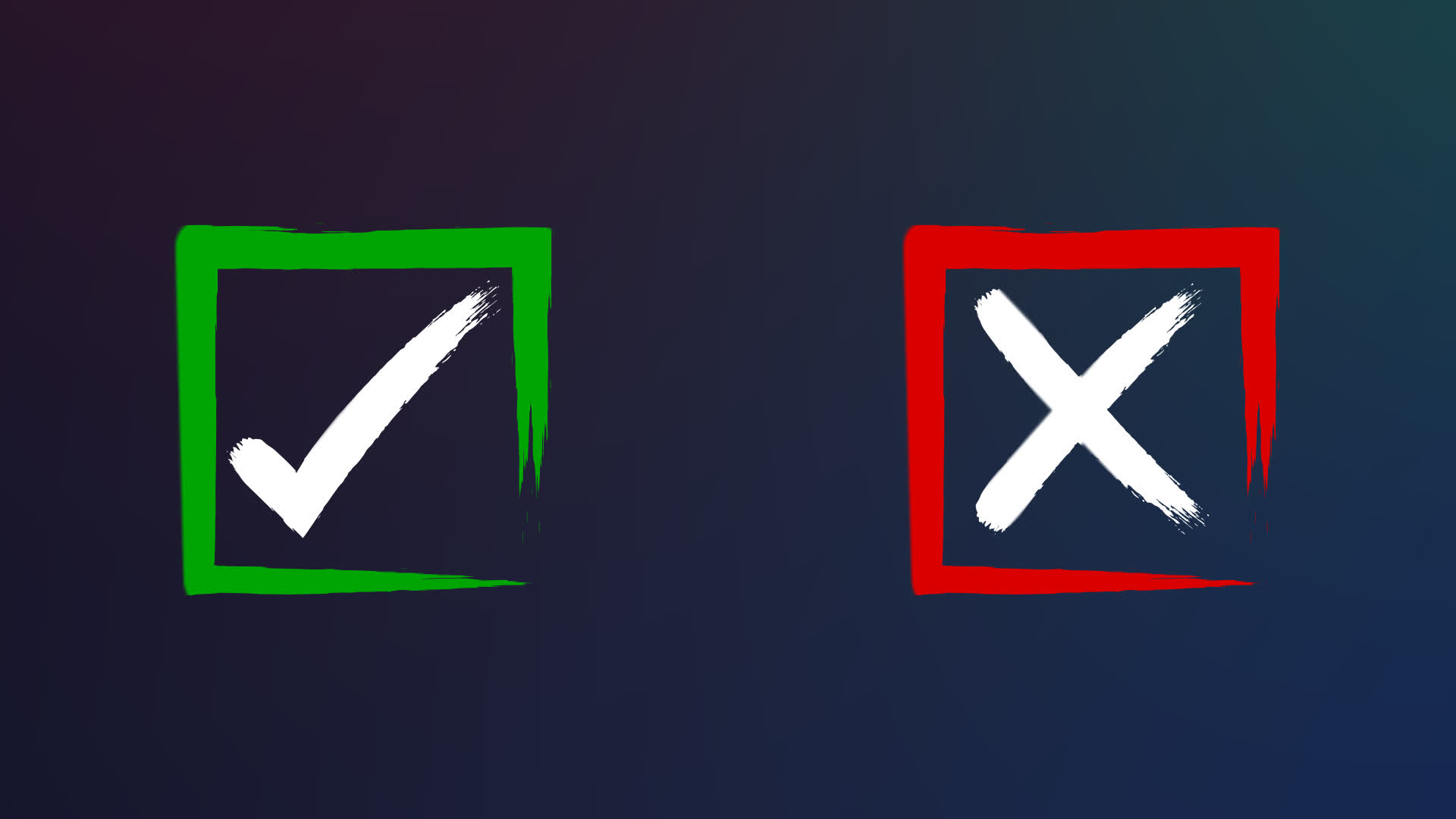 Painted Tick and Cross in Square Box