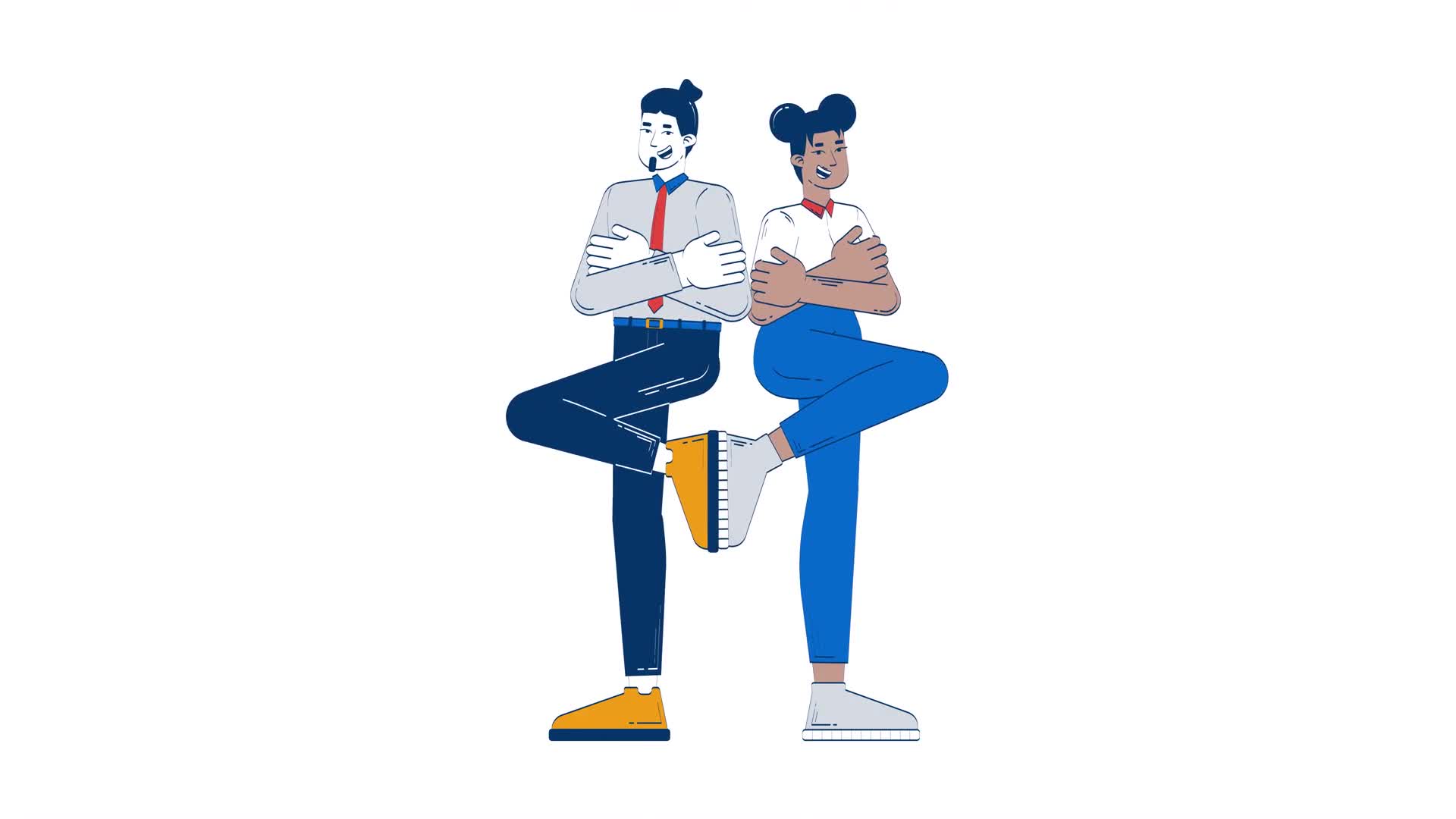 Partners Standing Back To Back