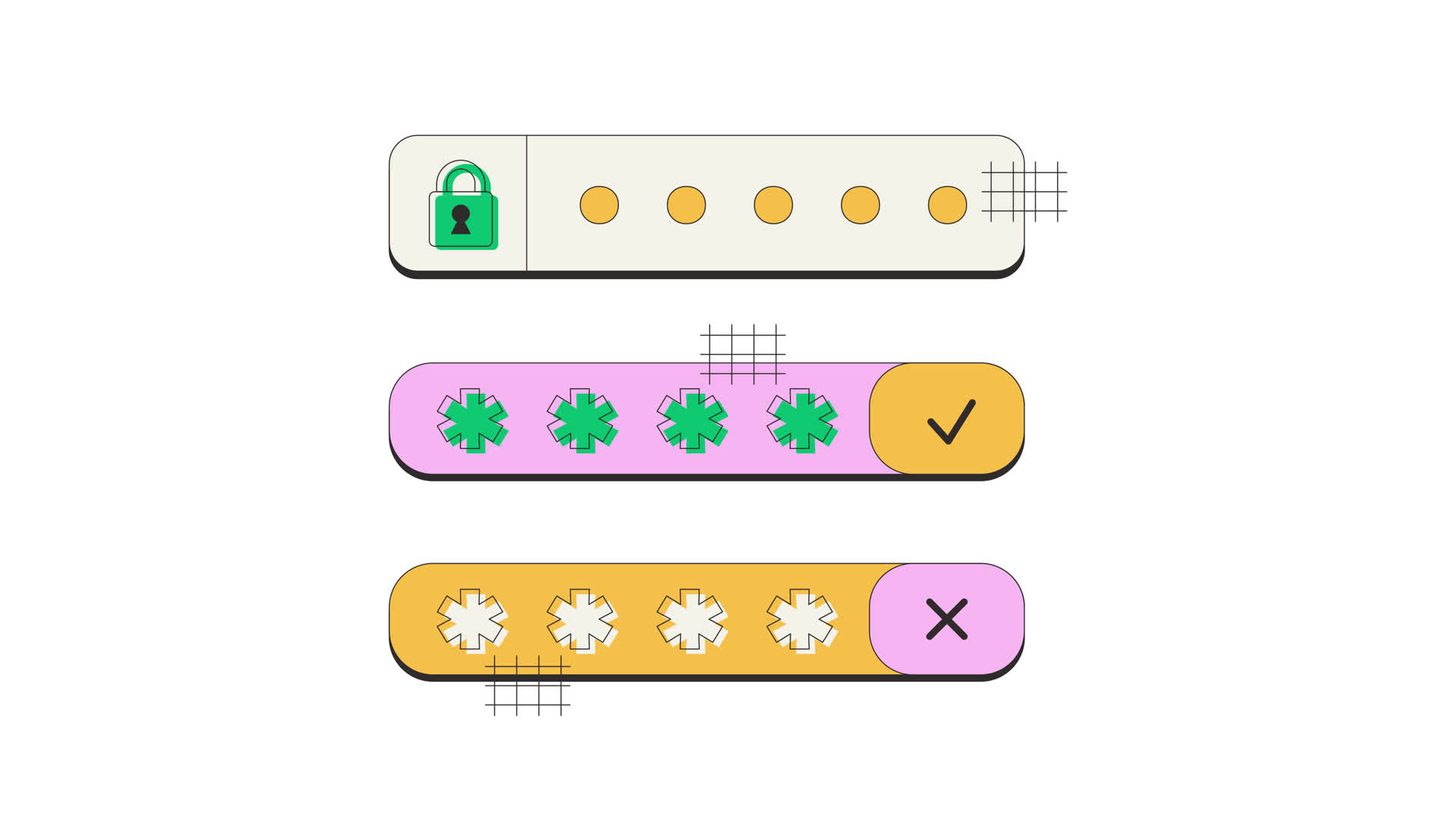 Password Input Security Neubrutalism UI Elements