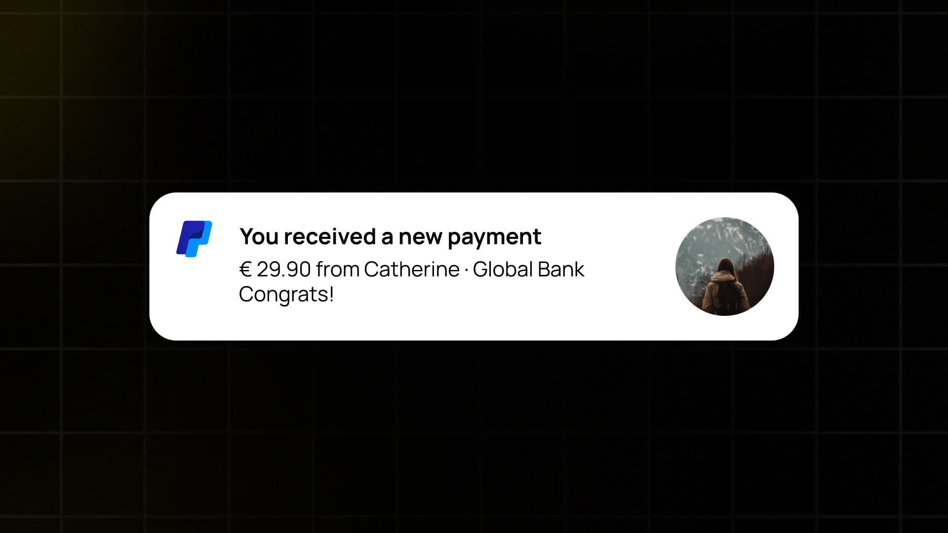 PayPal Payment Alert Card Notification