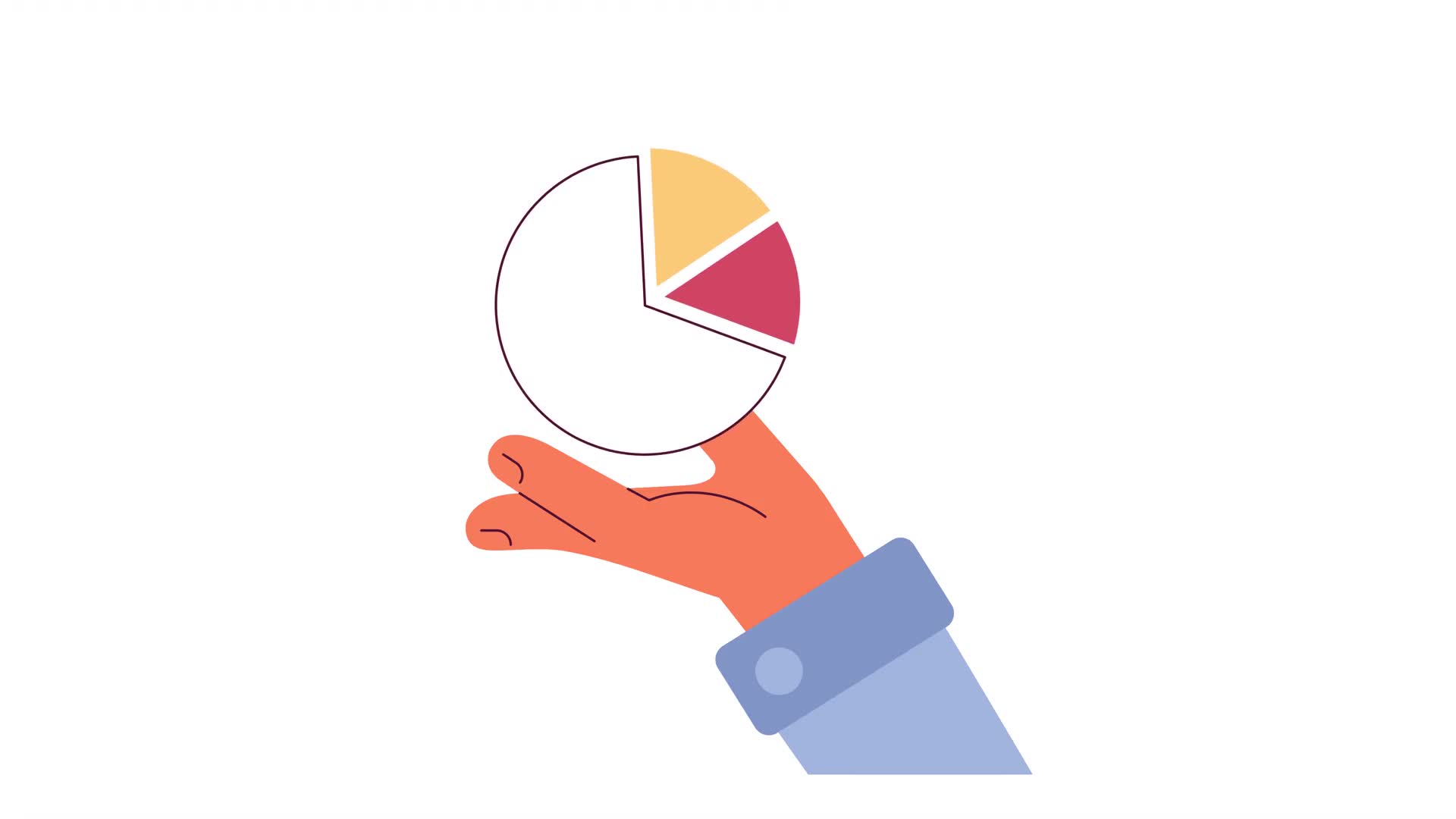 Pie chart diagram on hand 