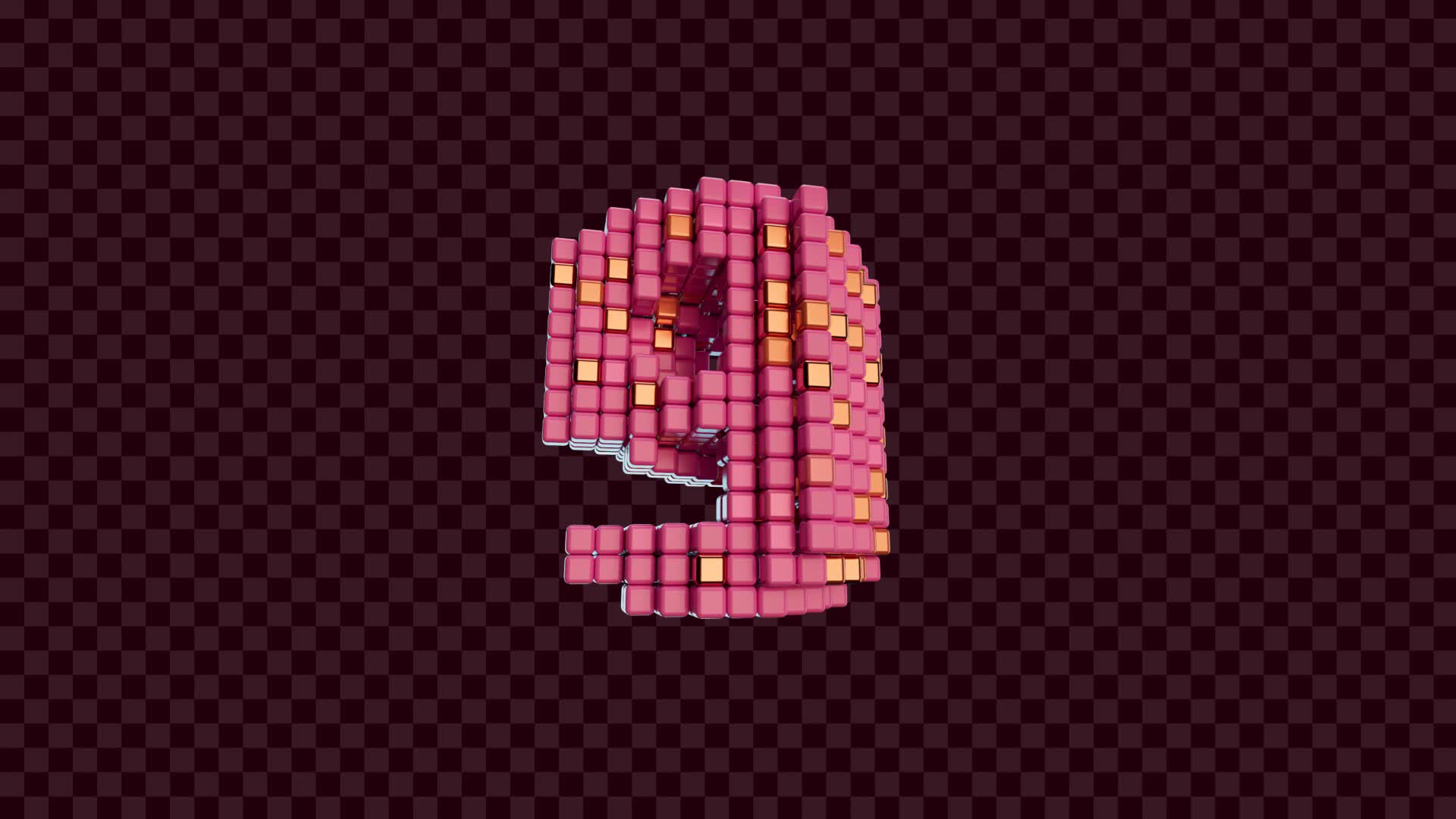 Pixel Countdown Red Numbers on Alpha