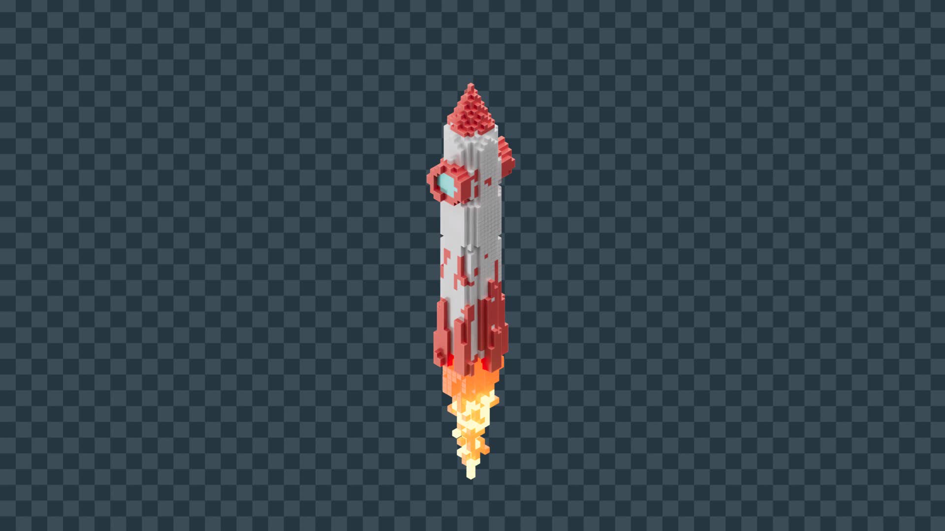 Pixel Vertical Rocket On Alpha
