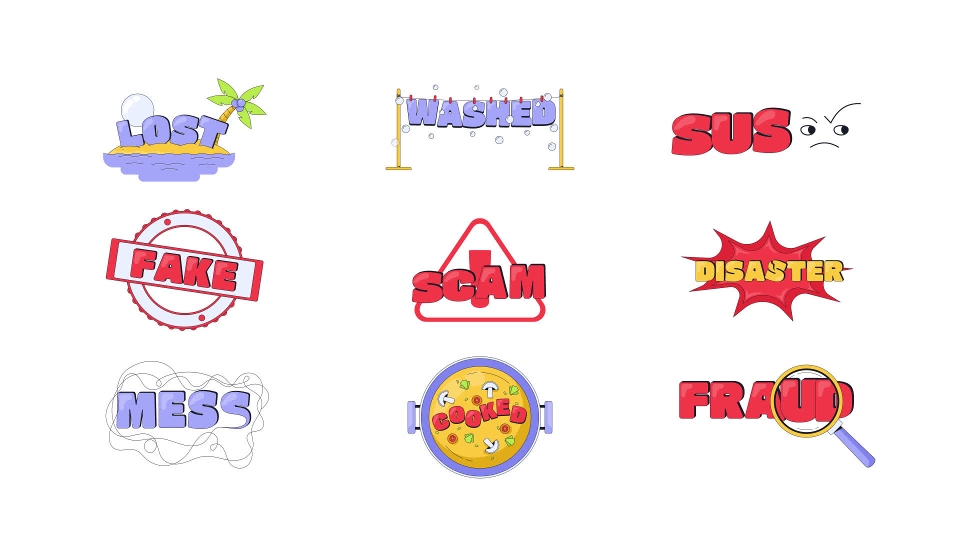 Playful Bad Internet Reaction 2D Animation Set