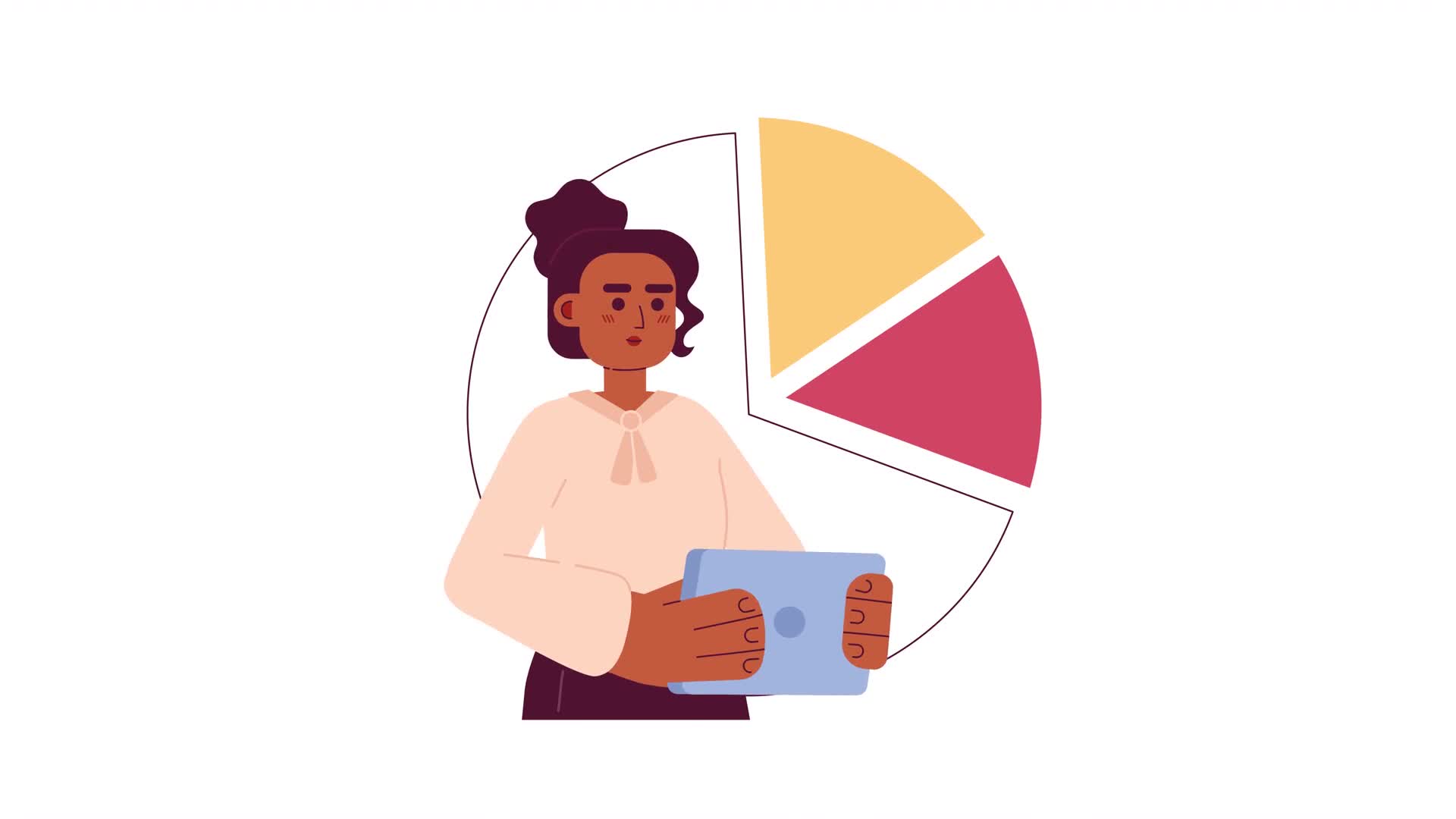 Presenter woman with pie chart