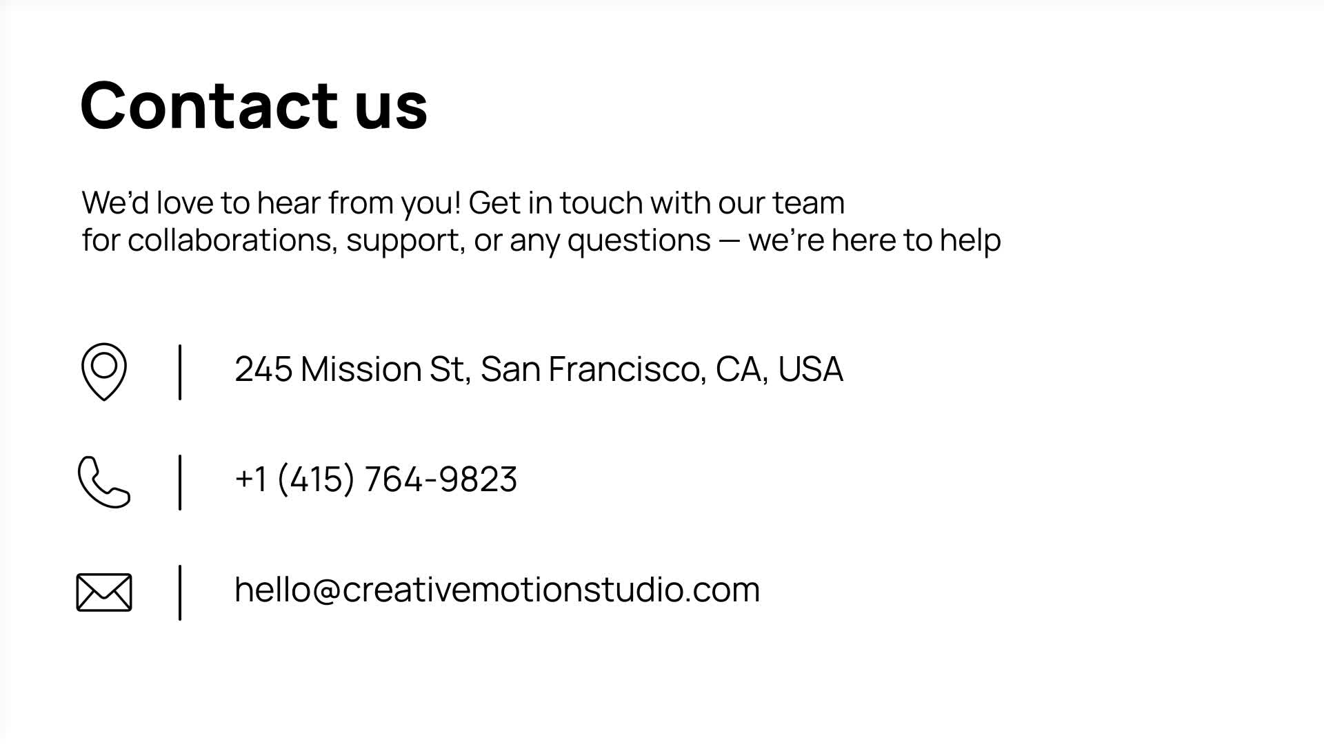 Professional Contact Us Card Animation