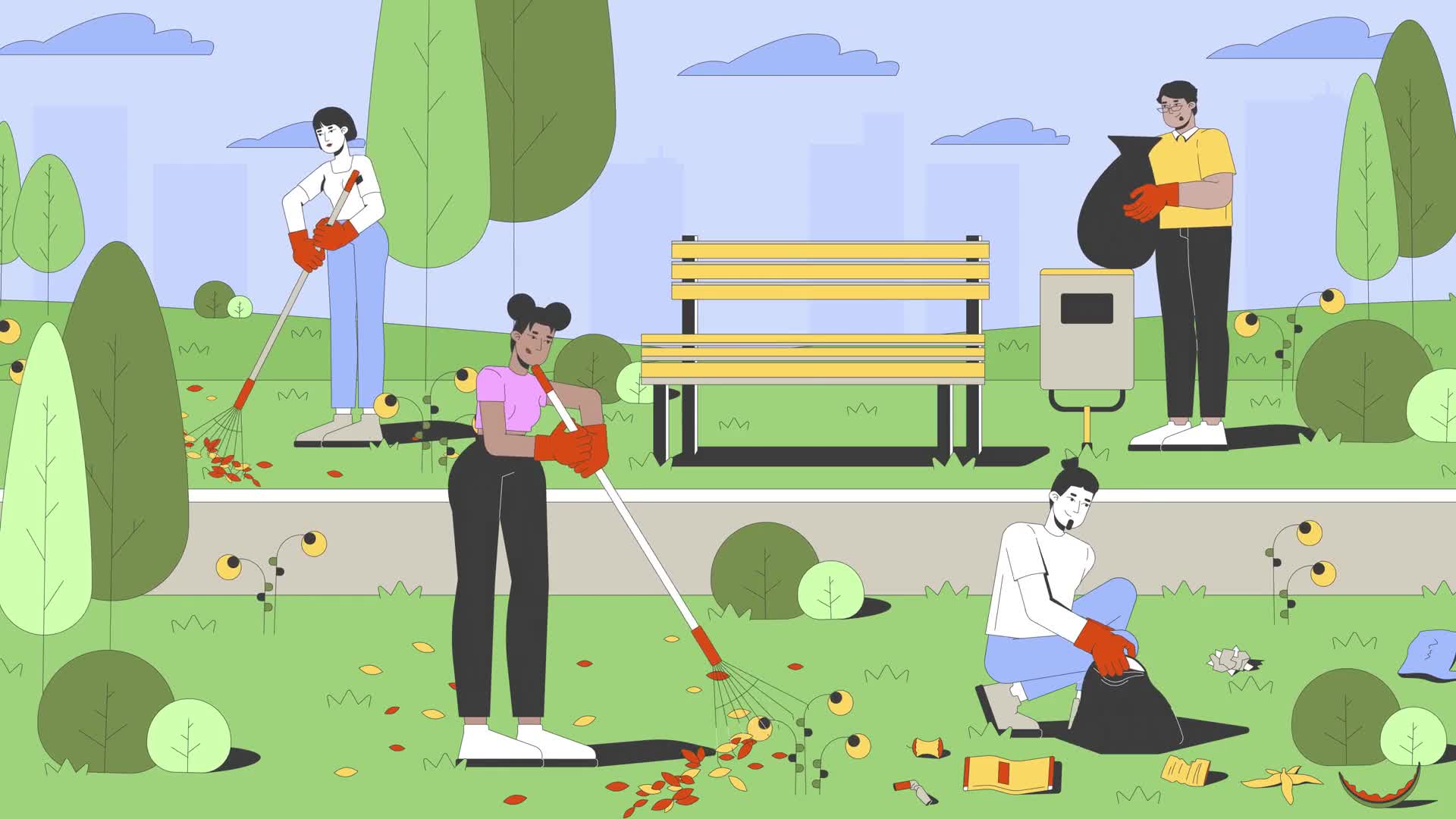 Public Park Cleanup Volunteers