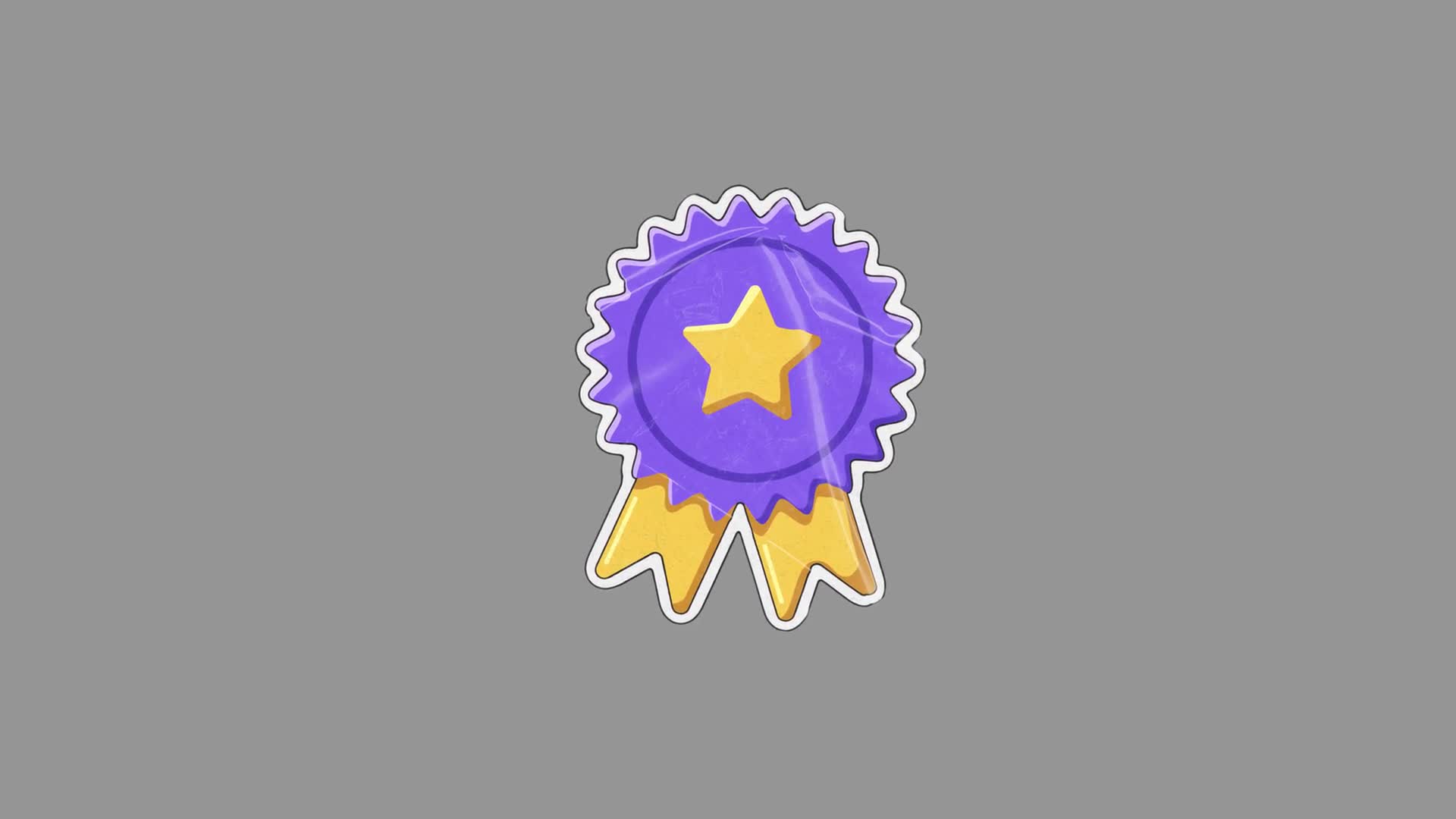 Purple Award Ribbon Badge Rotating On Transparent Background On Alpha