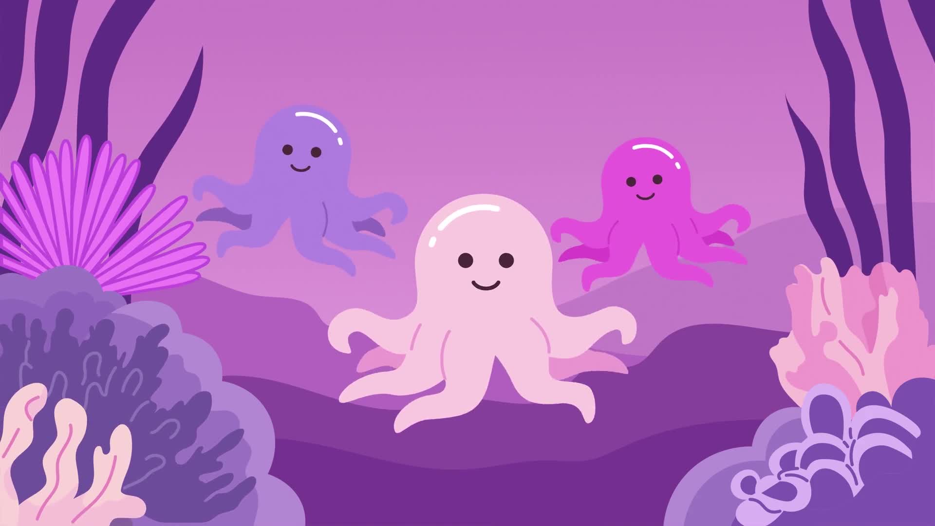 Purple Octopus Underwater Background