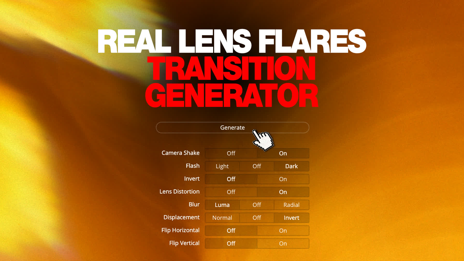 Real Lens Flares Transition Generator