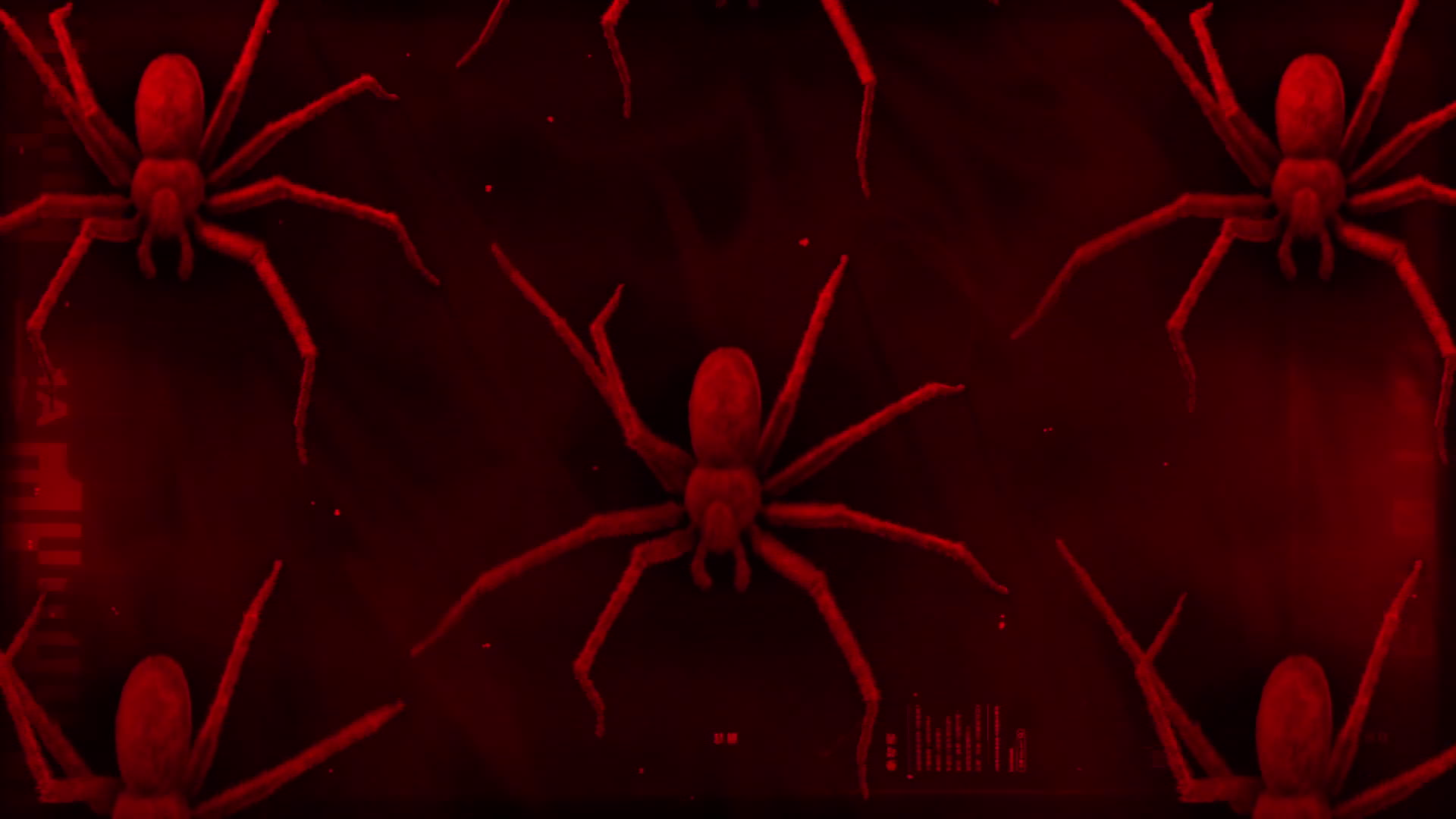 Red Light Spiders Crawling Down Background