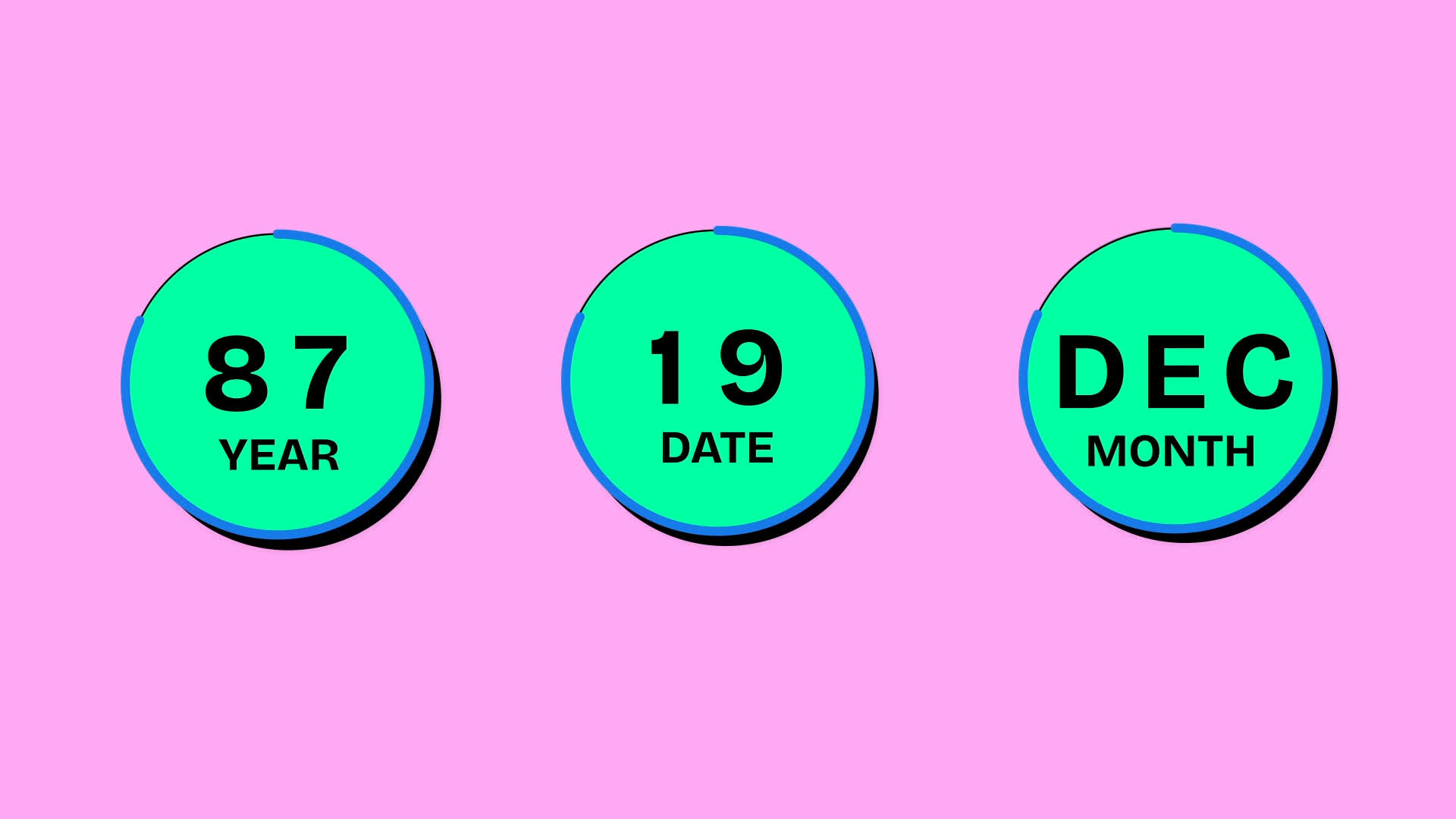 Retro Block Date Counter Animation