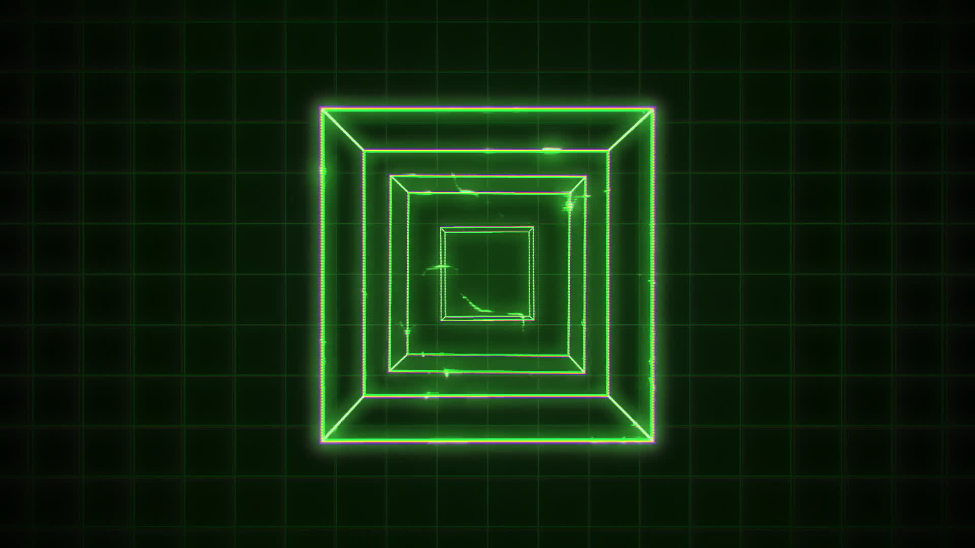 Retro Digital Green Computer Graphics Cube
