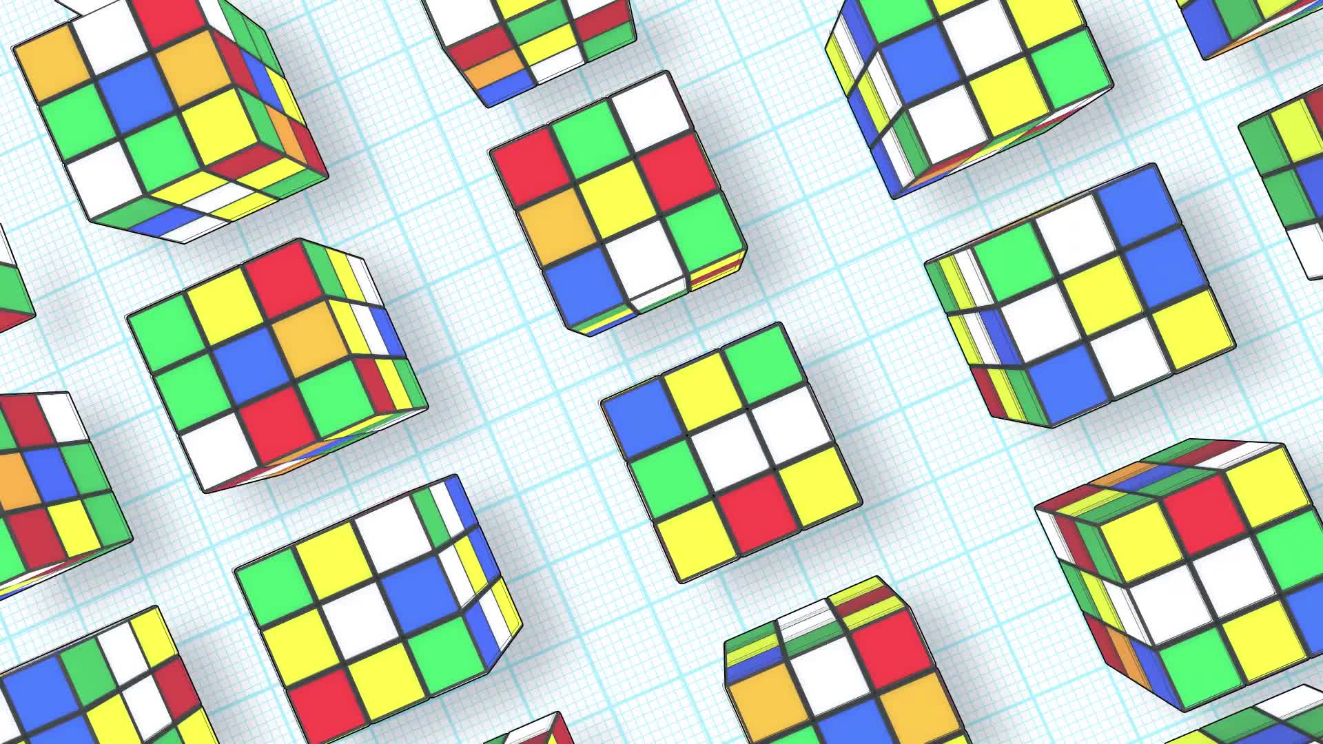 Retro Rubik's Cubes On Grid Background