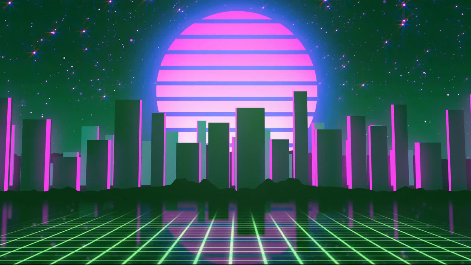 Retro Vaporwave City Background