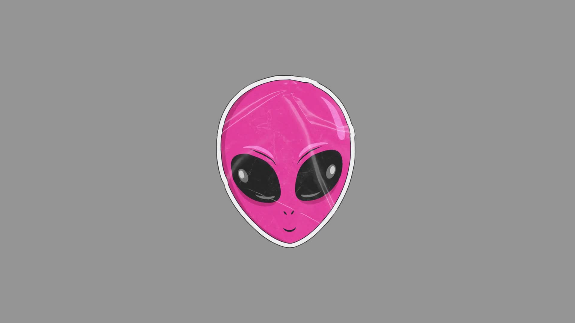 Rotating Pink Alien Head On Transparent Background On Alpha