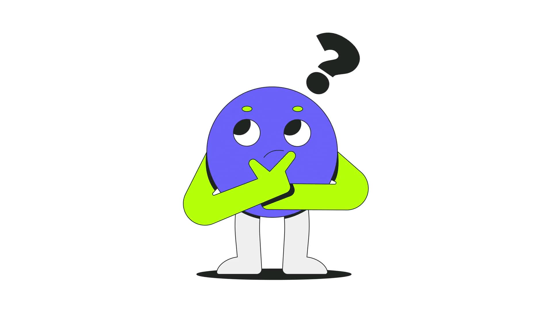 Round Character Thinking Question Mark