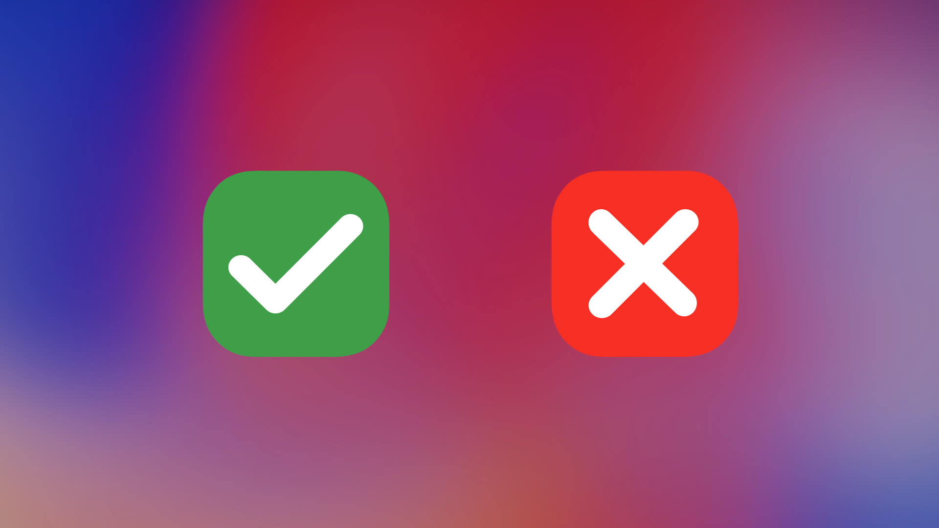 Rounded Rectangle Tick and Cross Icons