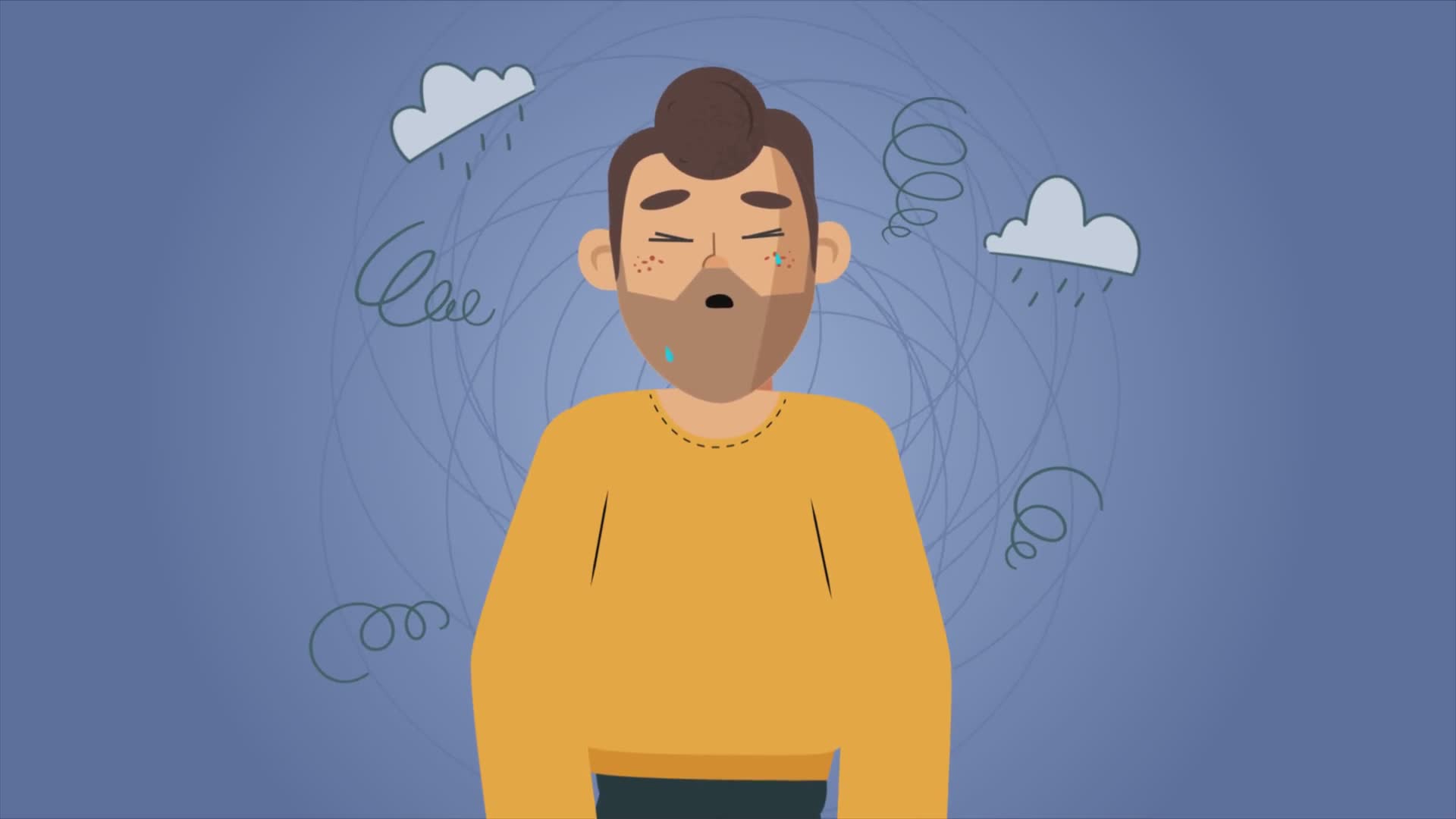 Sad Man with Disturbed Thoughts