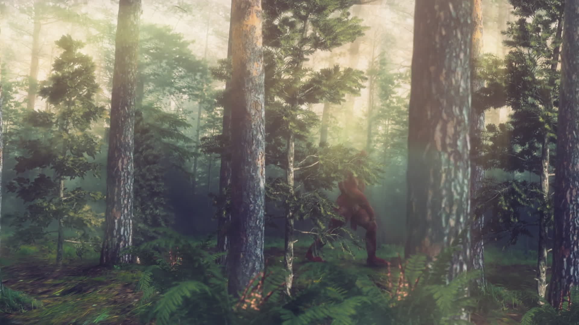 Sasquatch In Forest Left To Right