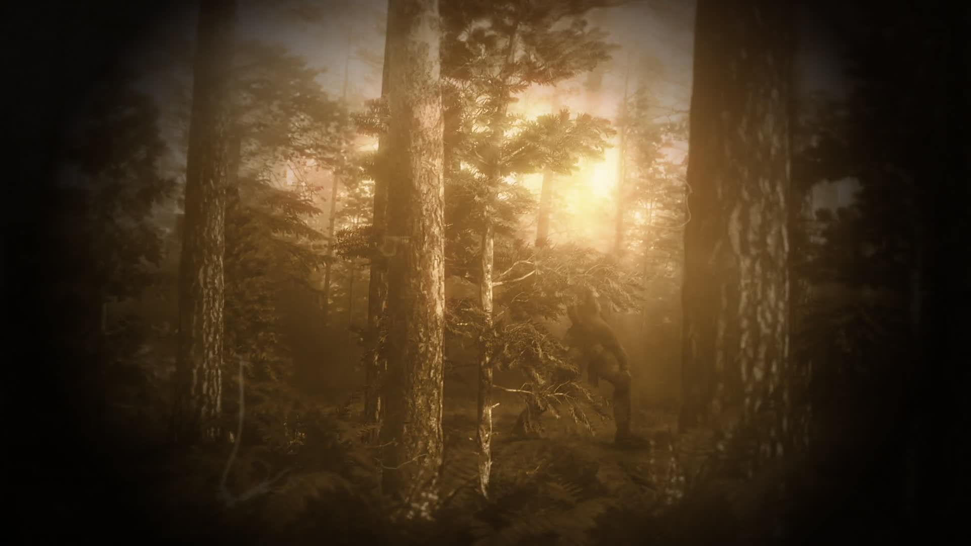 Sasquatch In Forest Old Sepia Footage