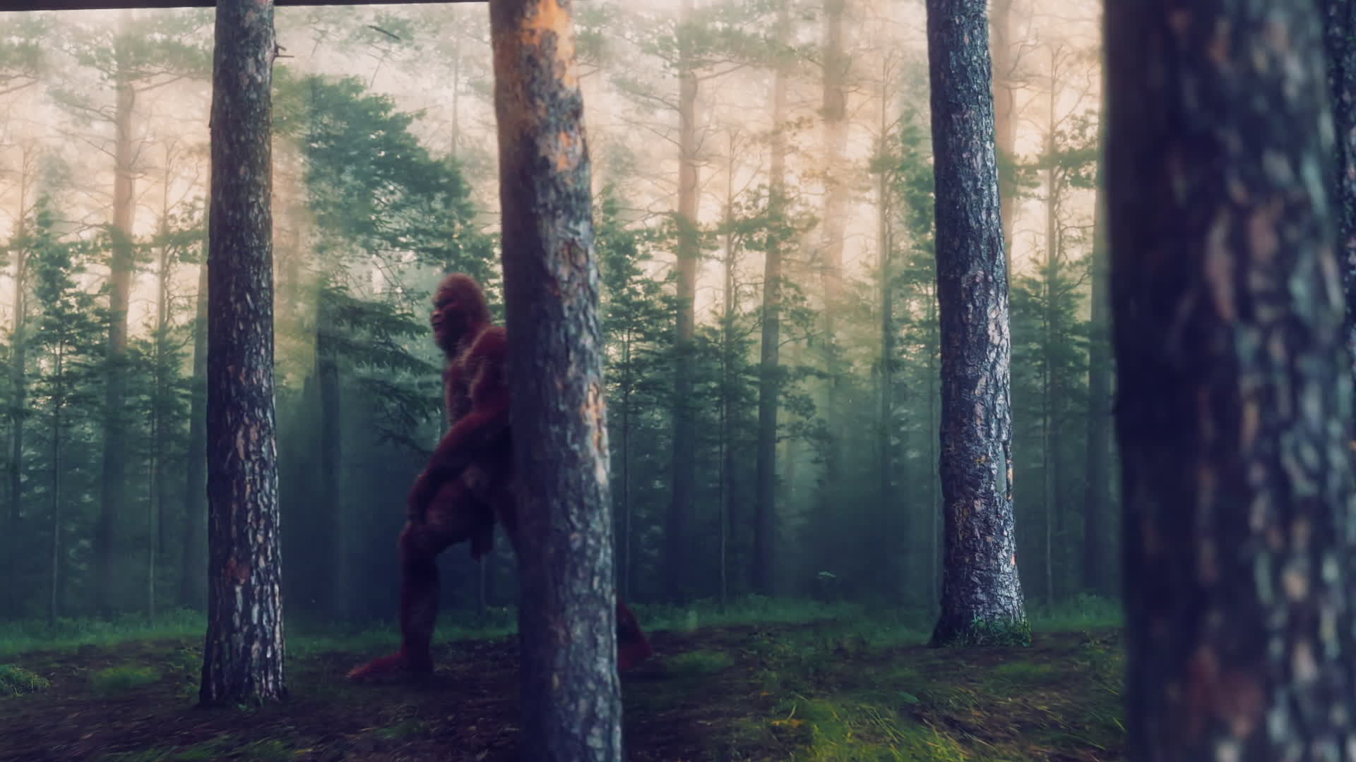 Sasquatch In Forest Right To Left