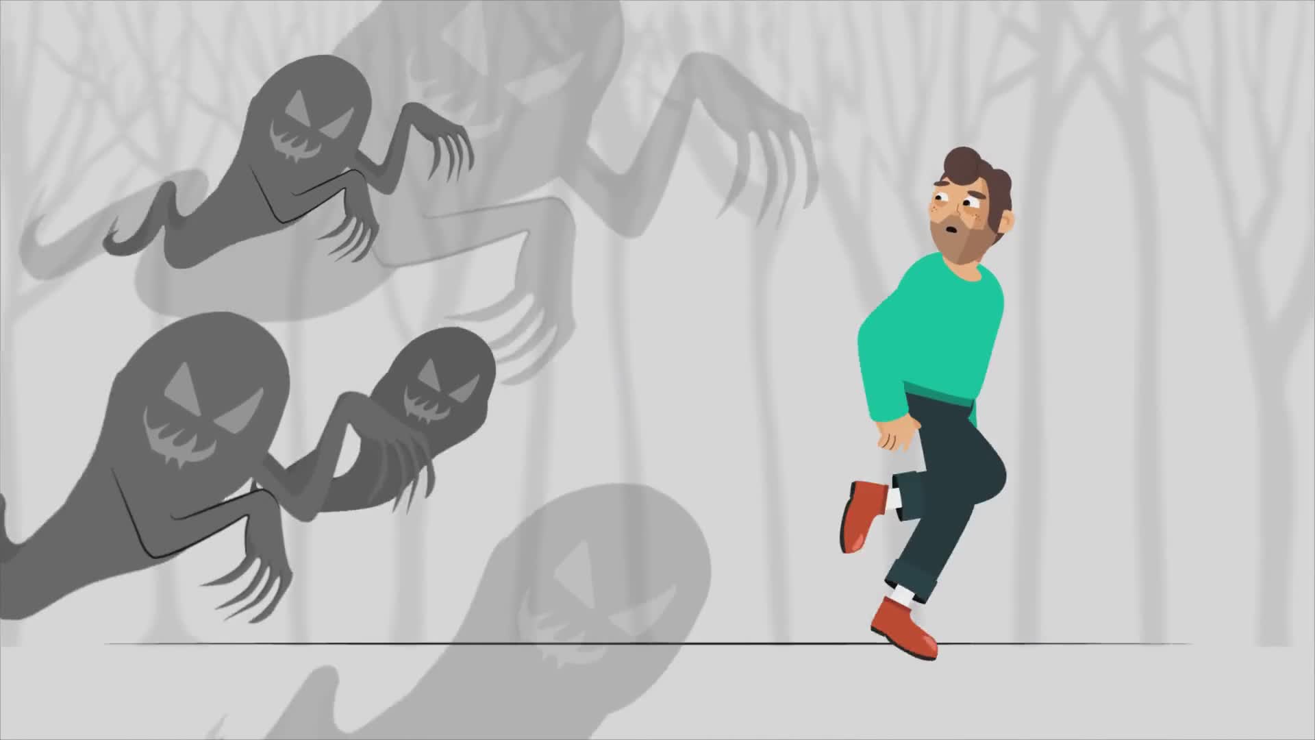 Scared Man Running Away