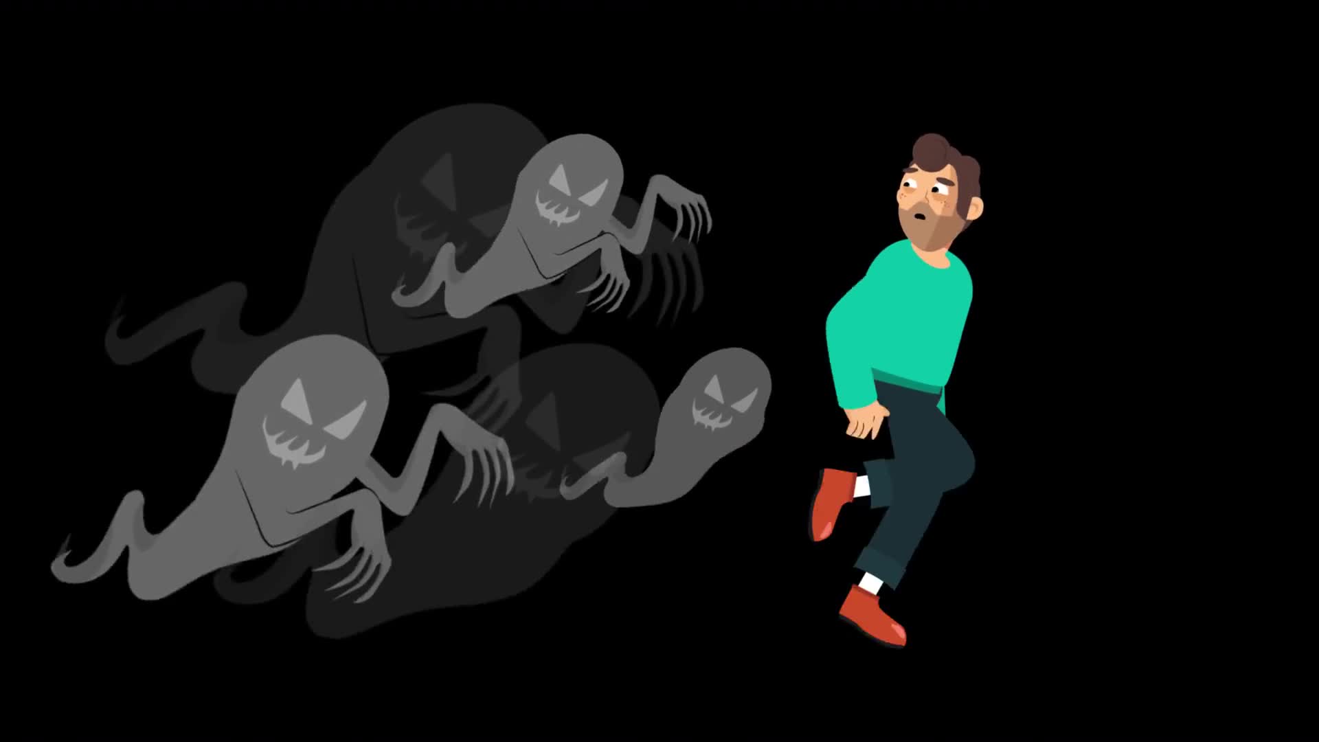 Scared Man Running Away On Alpha