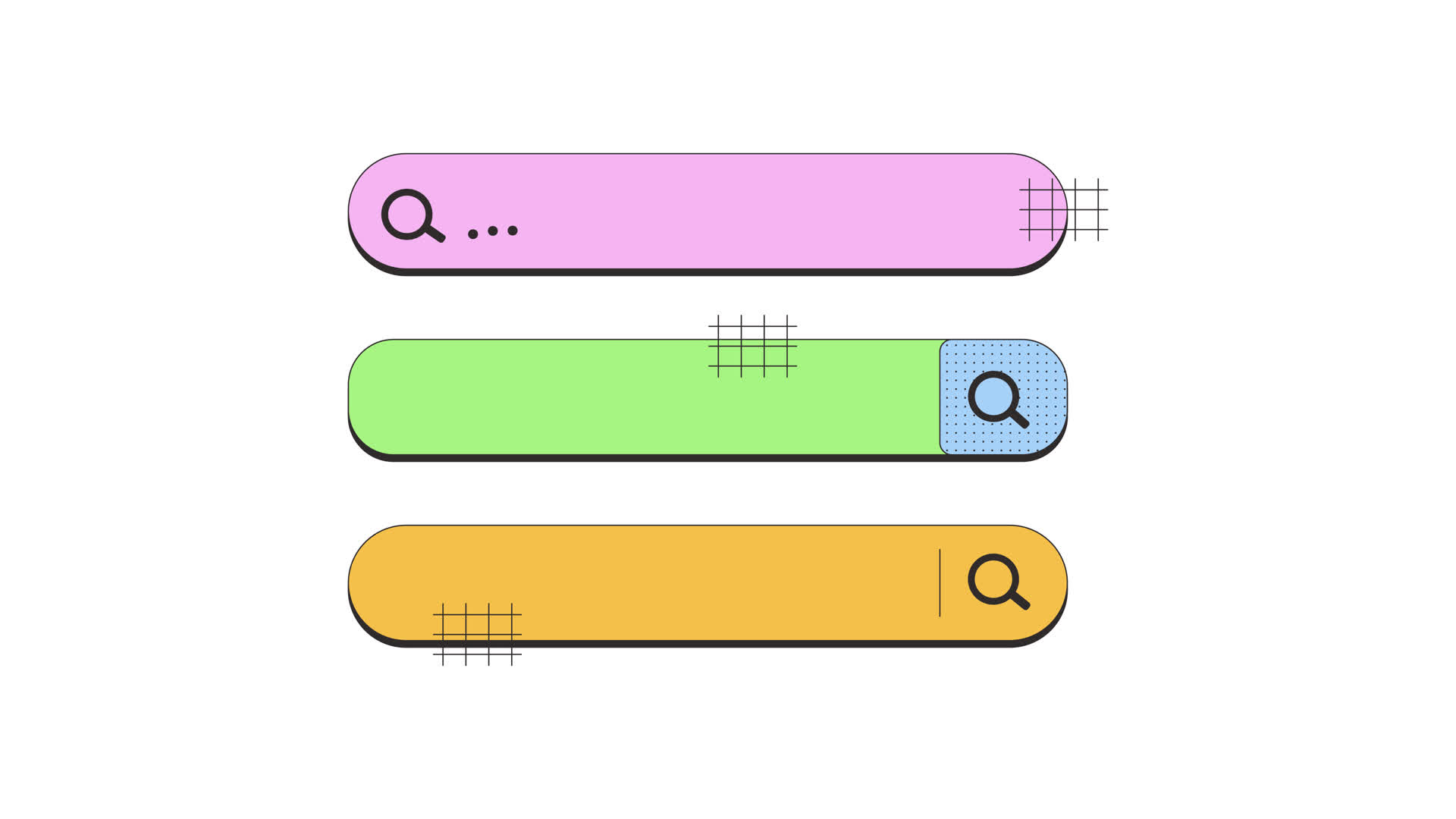 Search Bar Magnifying Glass Neubrutalism UI Elements