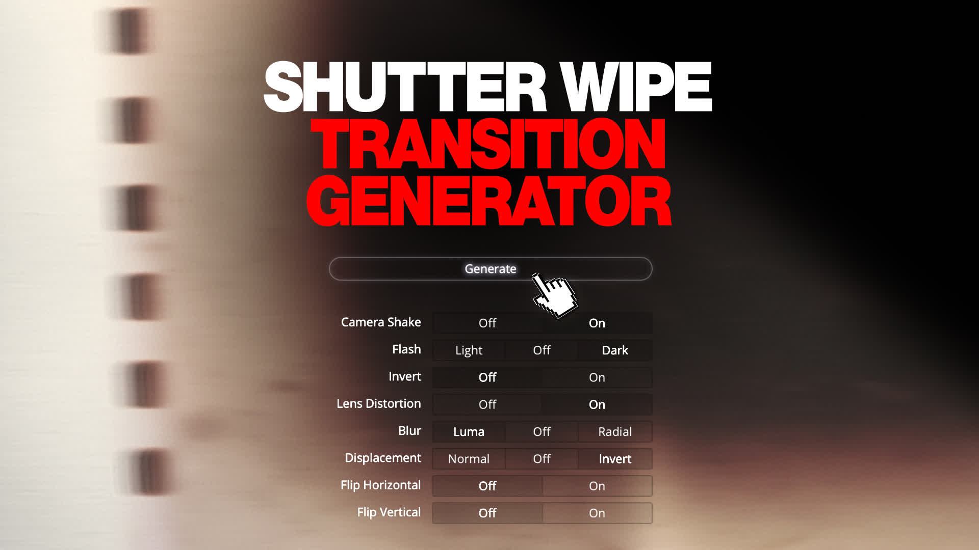 Shutter Wipe Transitions