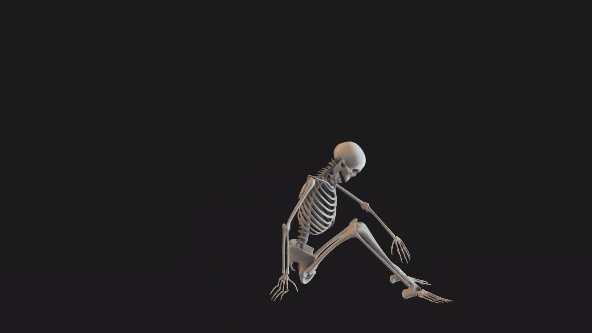 Skeleton Laid Down To Get Up Side View