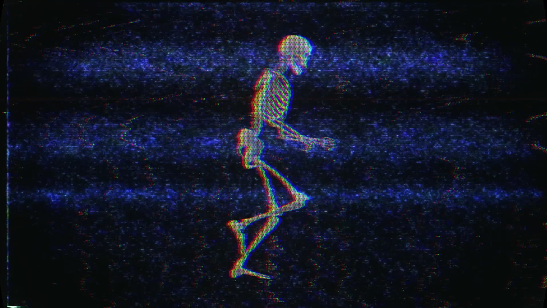 Skeleton Running Old VHS Footage