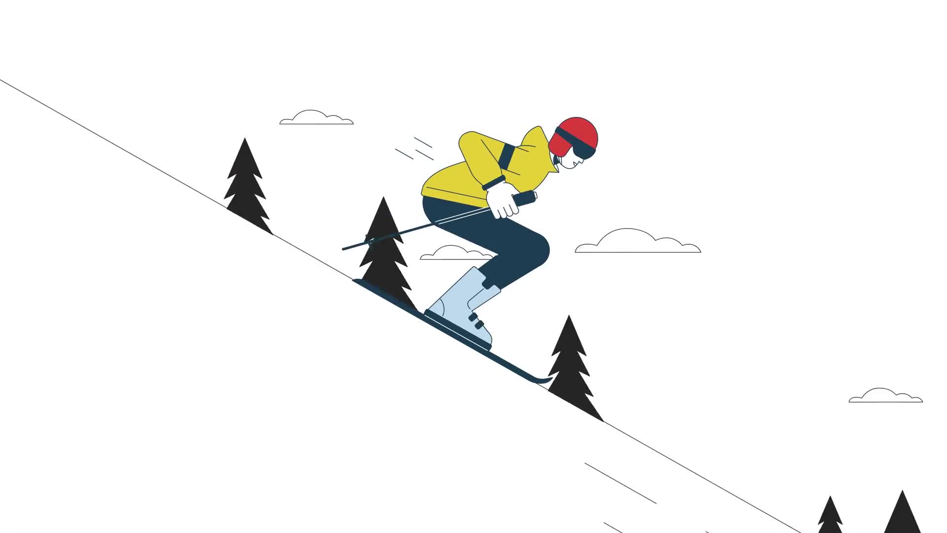 Skiing Downhill Animation