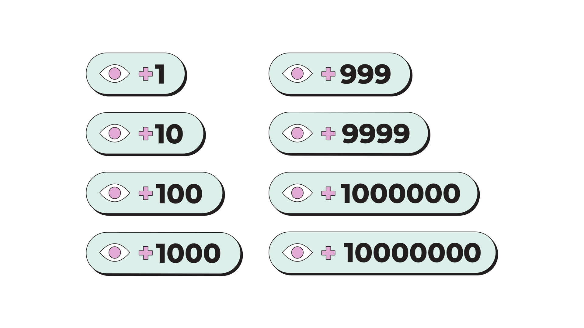 Social Media View Counter Neubrutalism UI Elements