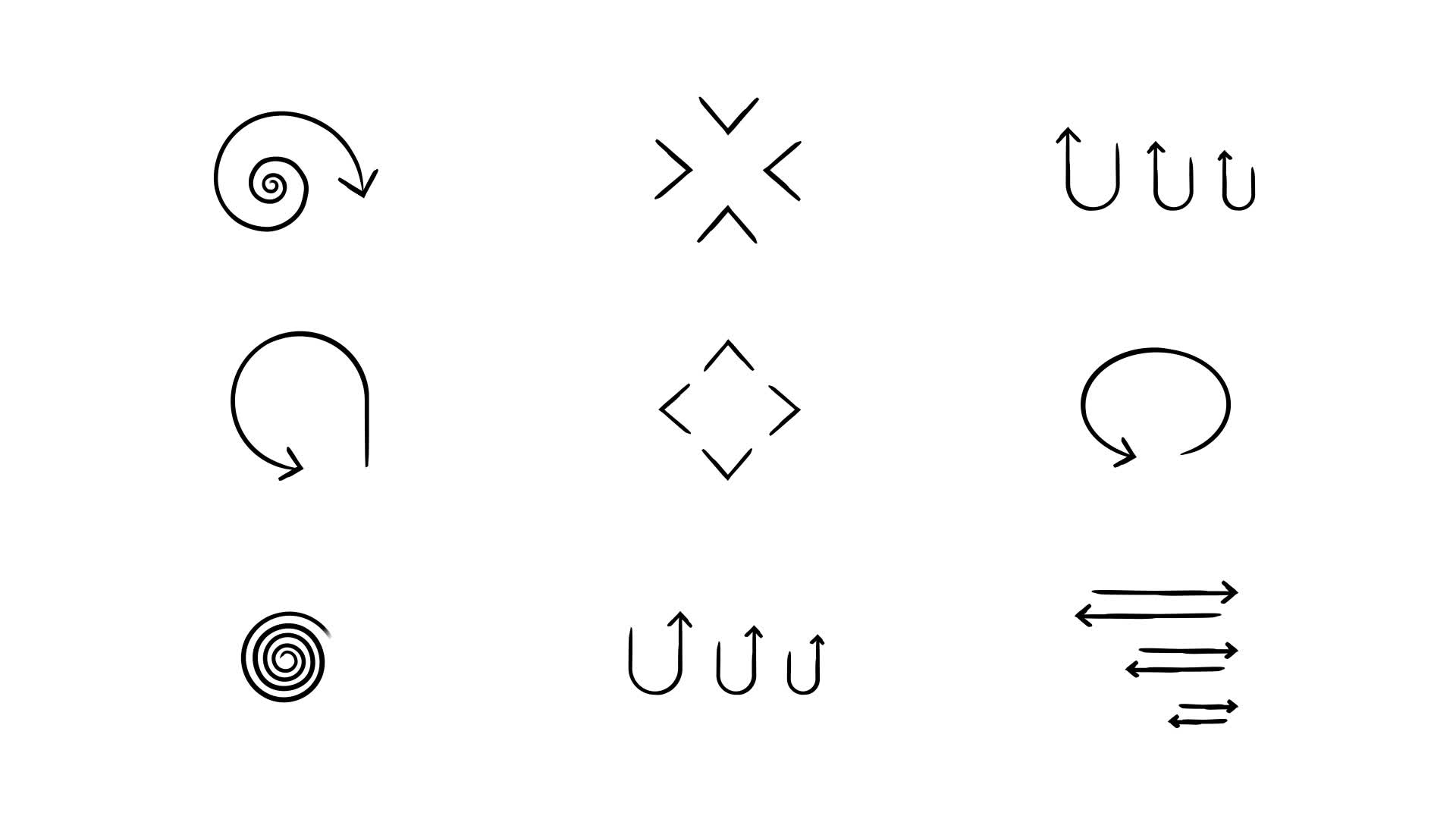 Spiral Rounded And Multidirectional Arrows