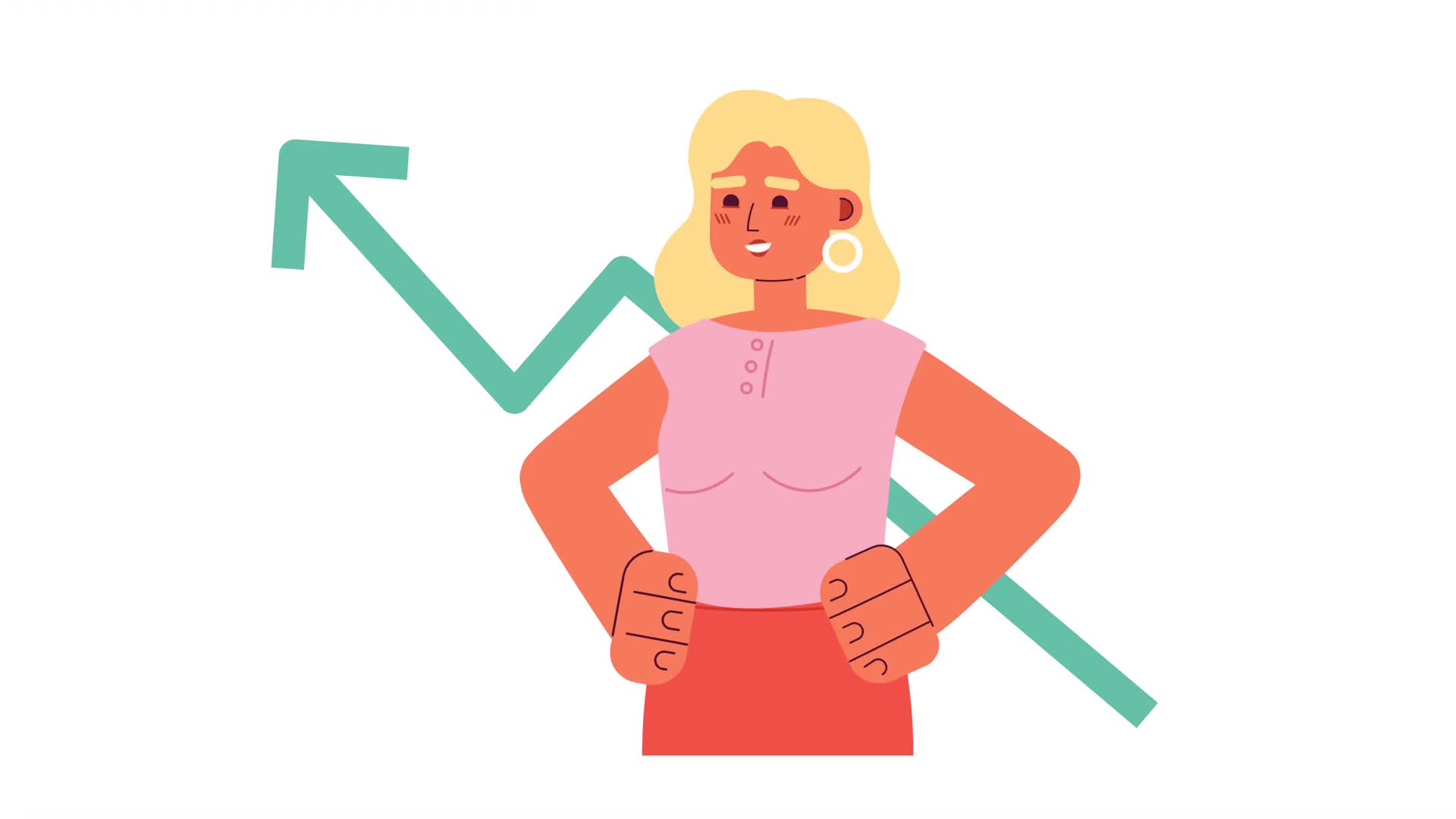 Stock trader woman with growing arrow