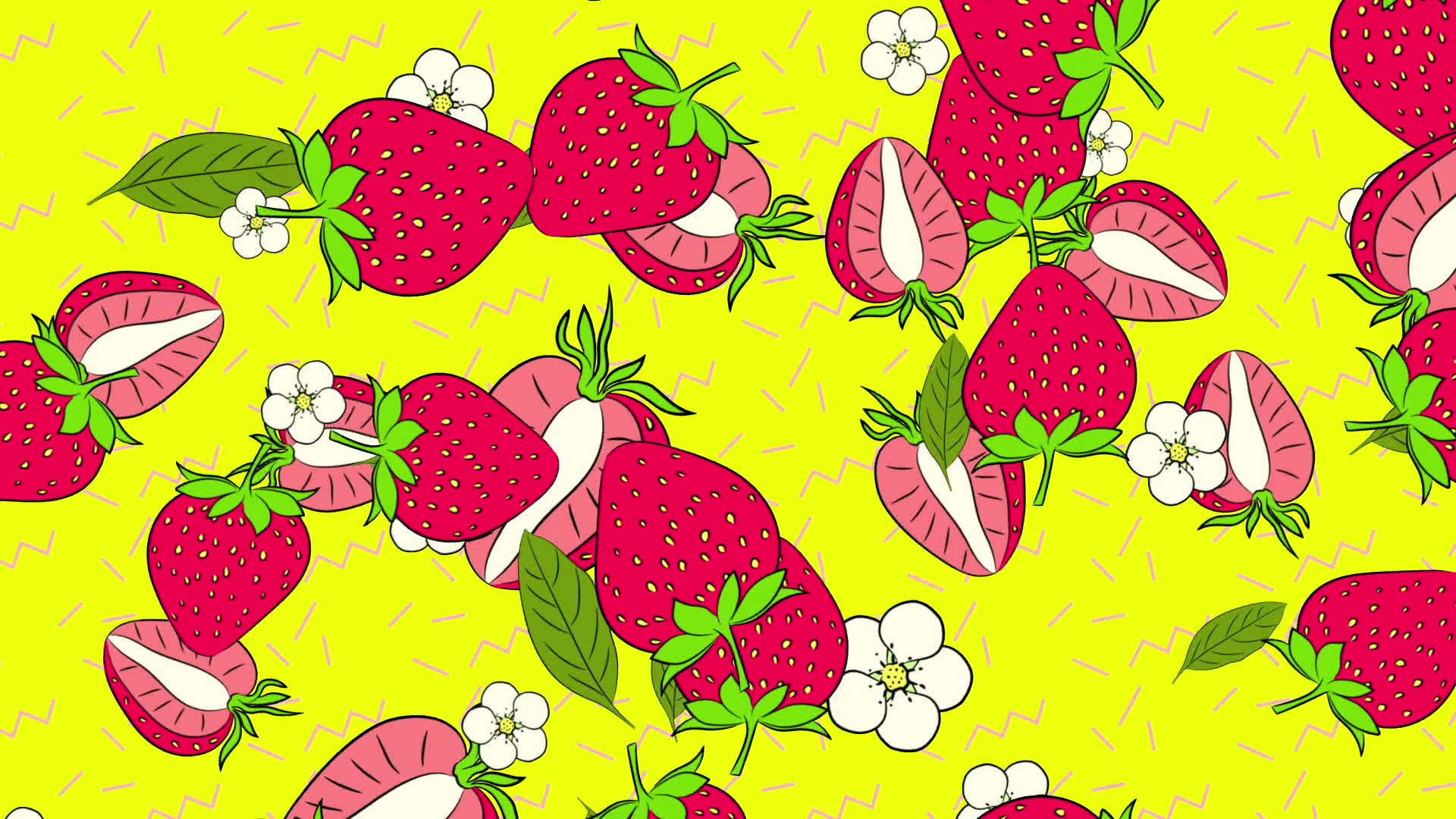 Strawberries On Yellow